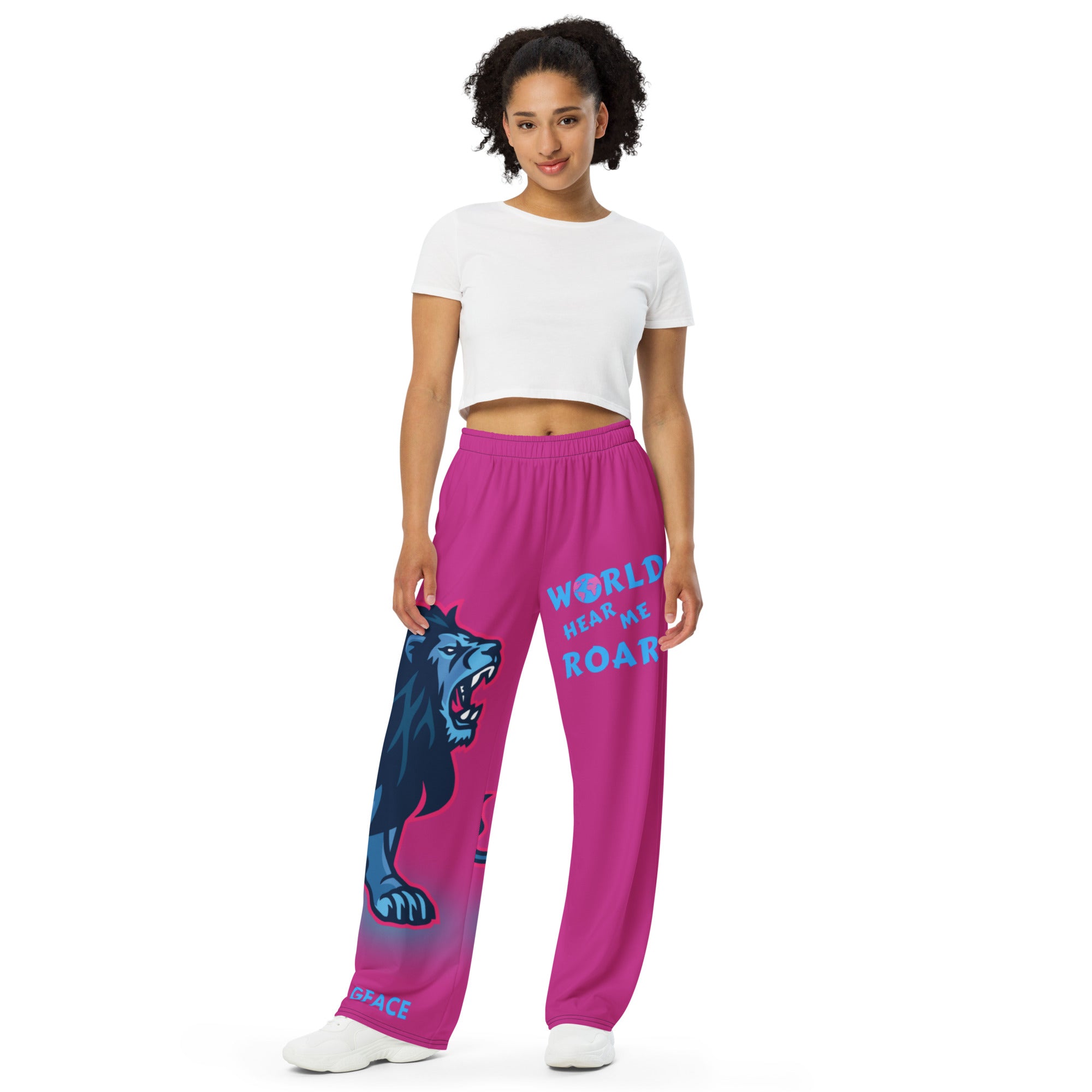 Unisex pink wide-leg pants GFACE World Hear Me Roar