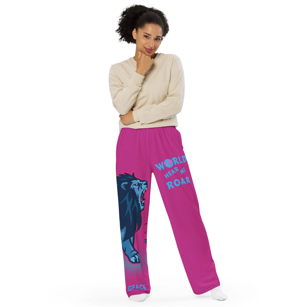 Unisex pink wide-leg pants GFACE World Hear Me Roar