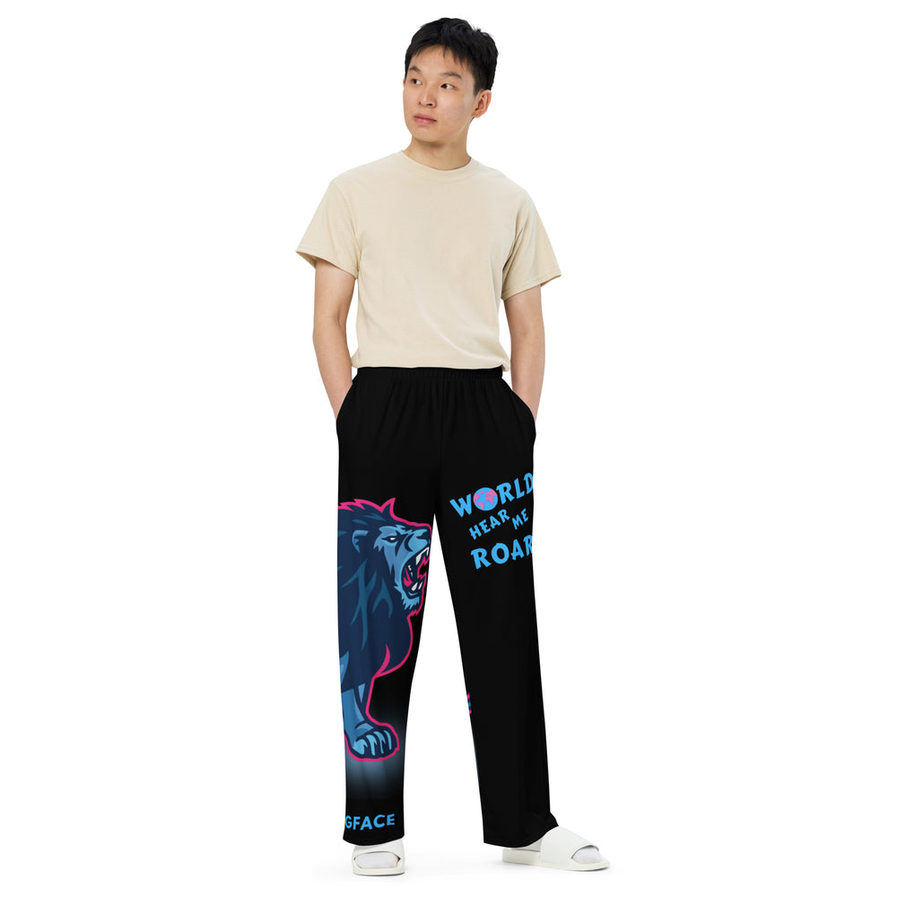 Black Unisex GFACE Wide-leg Pants World Hear Me Roar