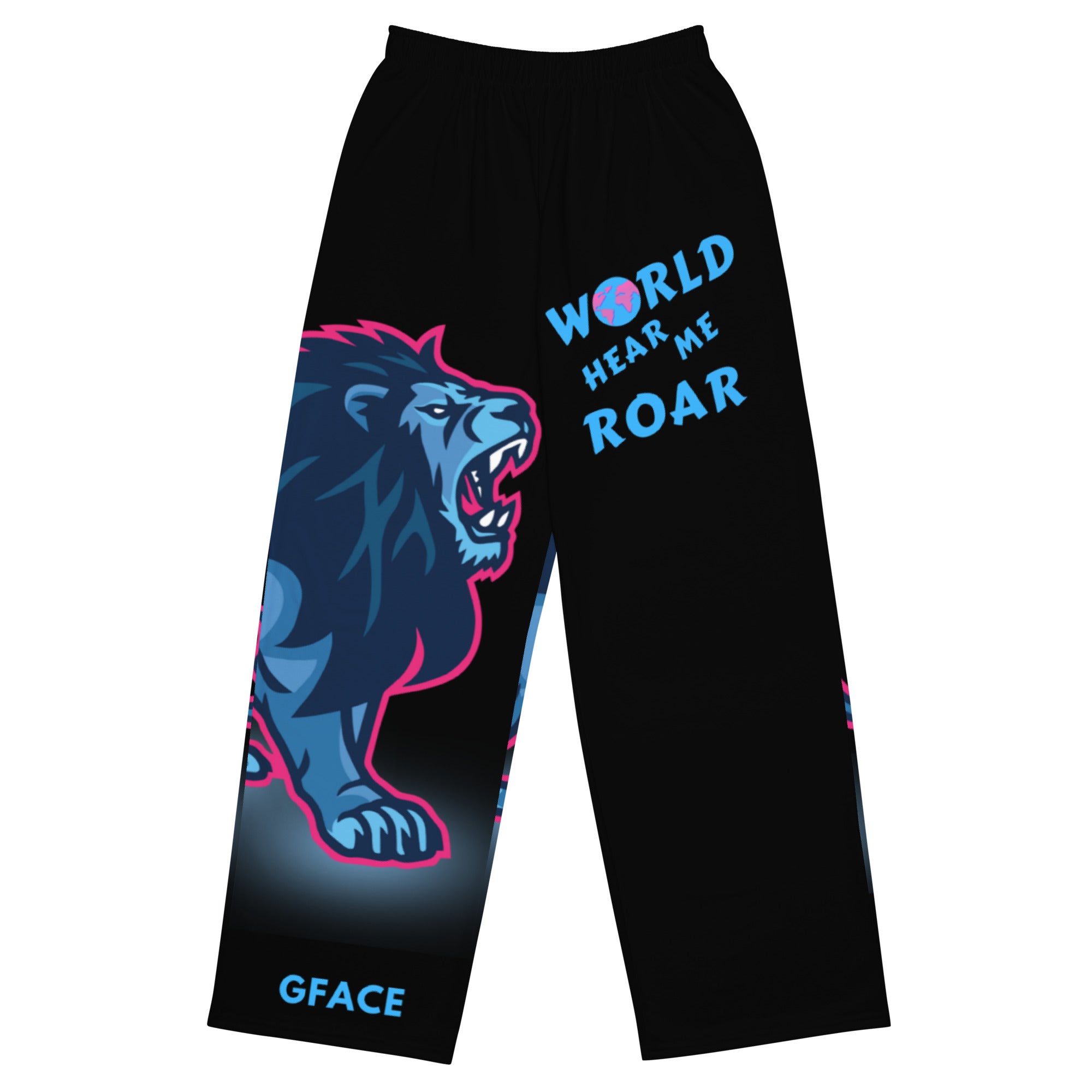 Black Unisex GFACE Wide-leg Pants World Hear Me Roar