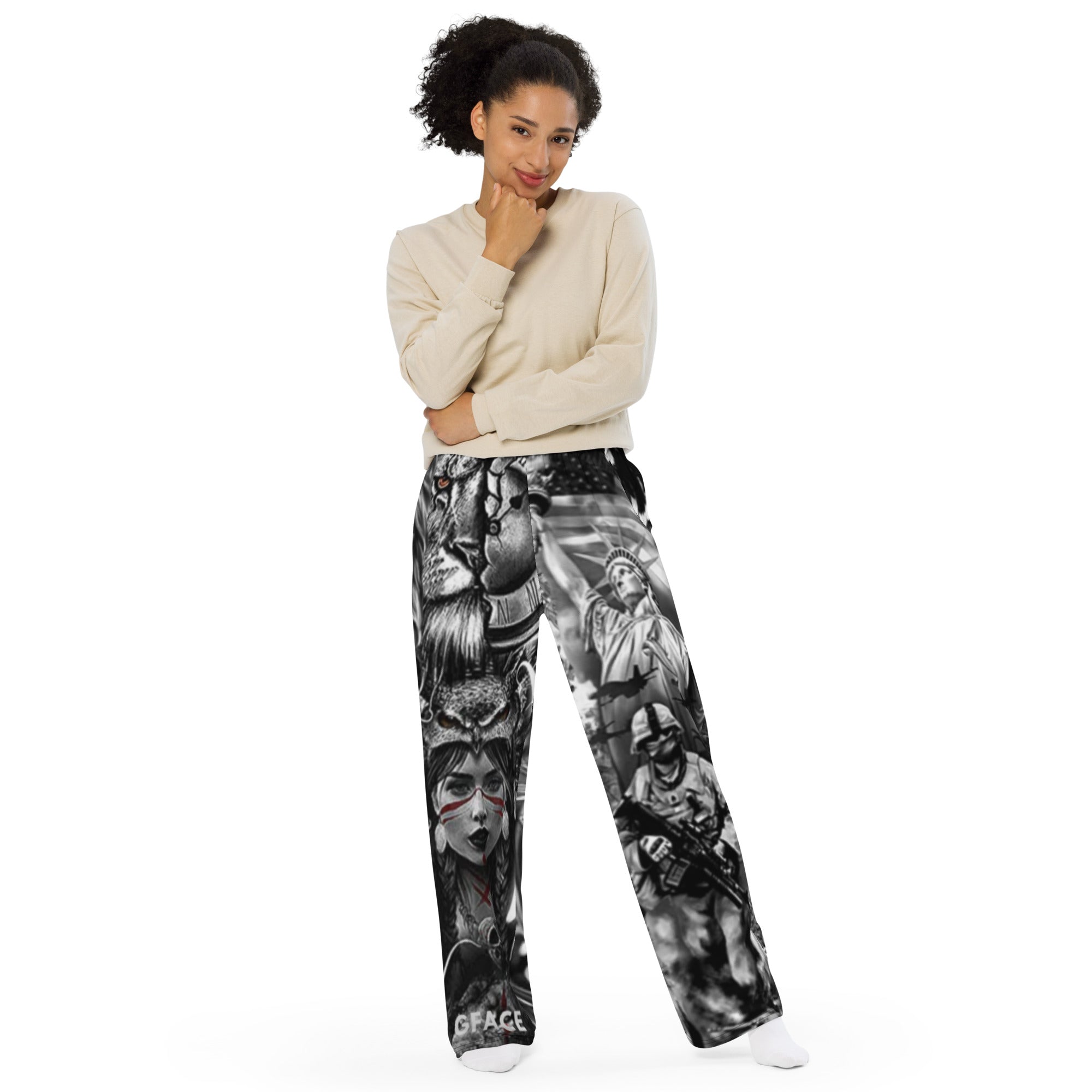 GFACE Unisex wide-leg pants Patriot print