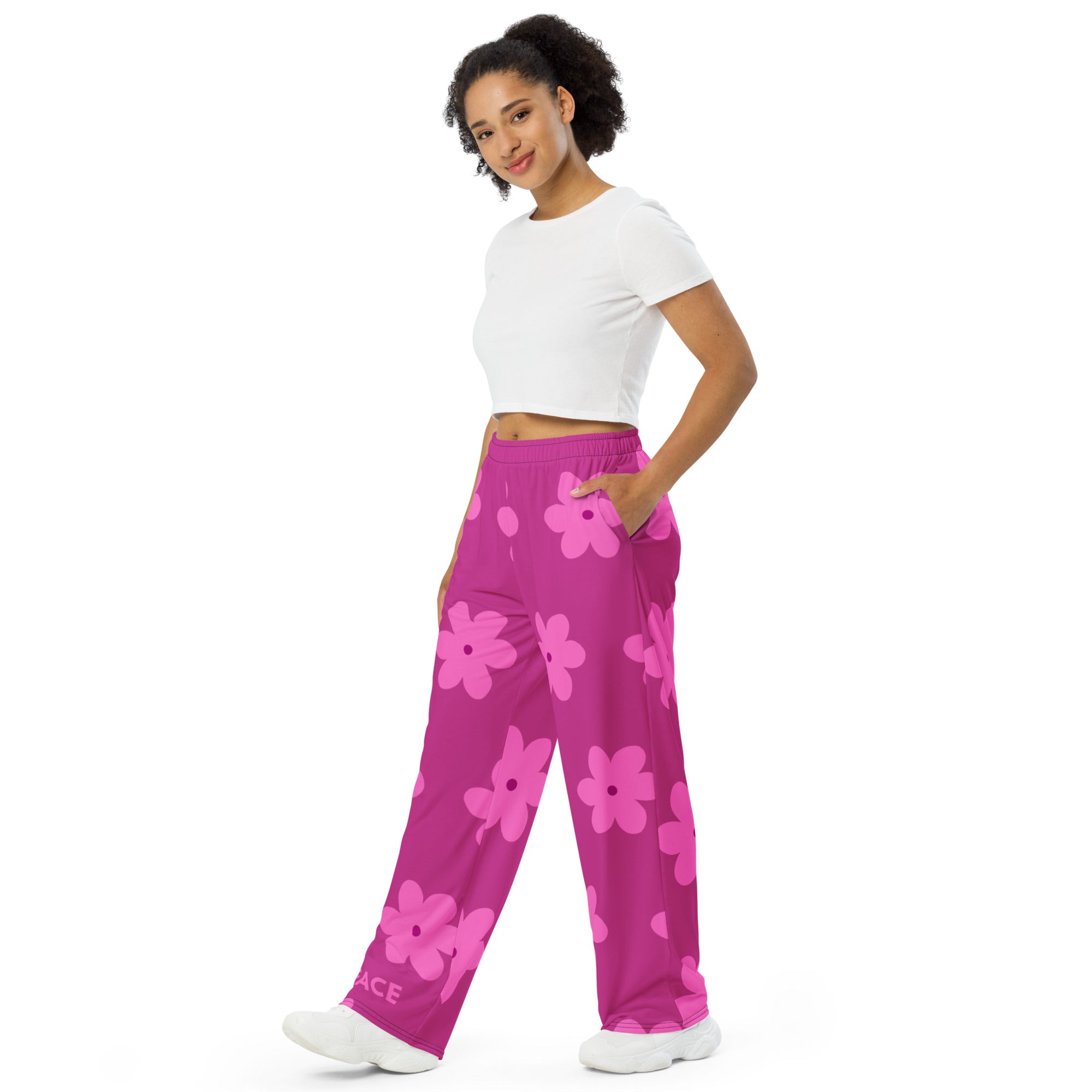 Unisex All Pink Fower GFACE Wide pants