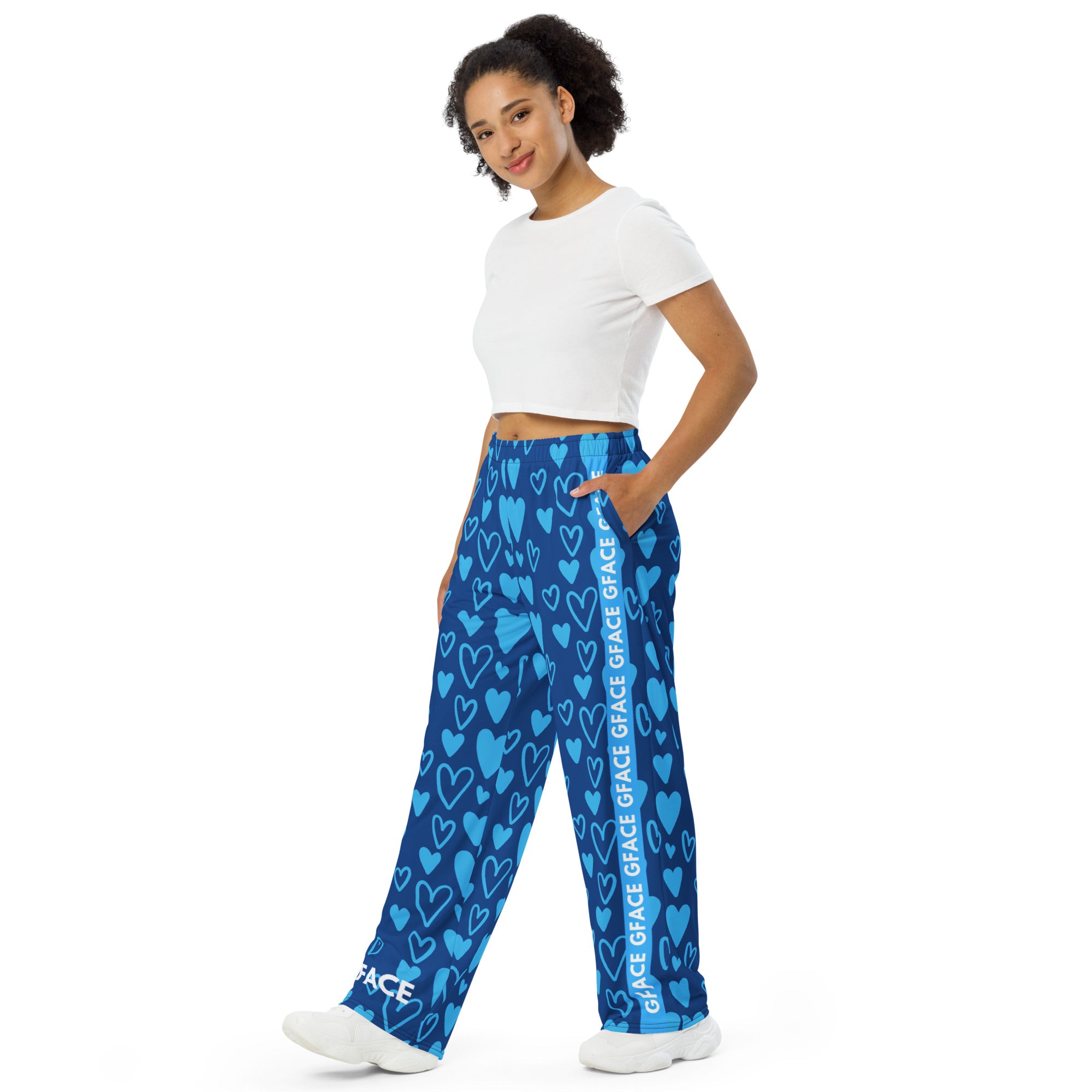 Unisex Blue ❤️ GFACE wide-leg pants