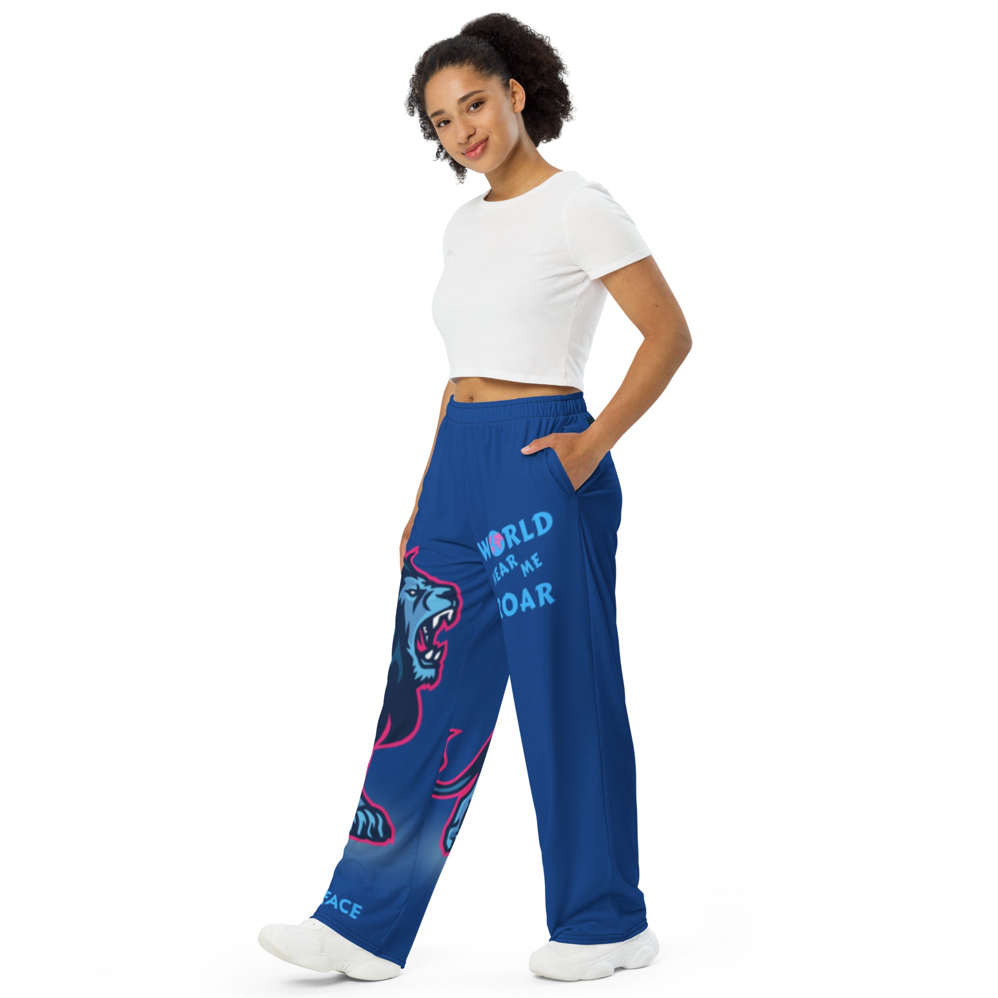 Unisex blue wide-leg pants GFACE World Hear Me Roar