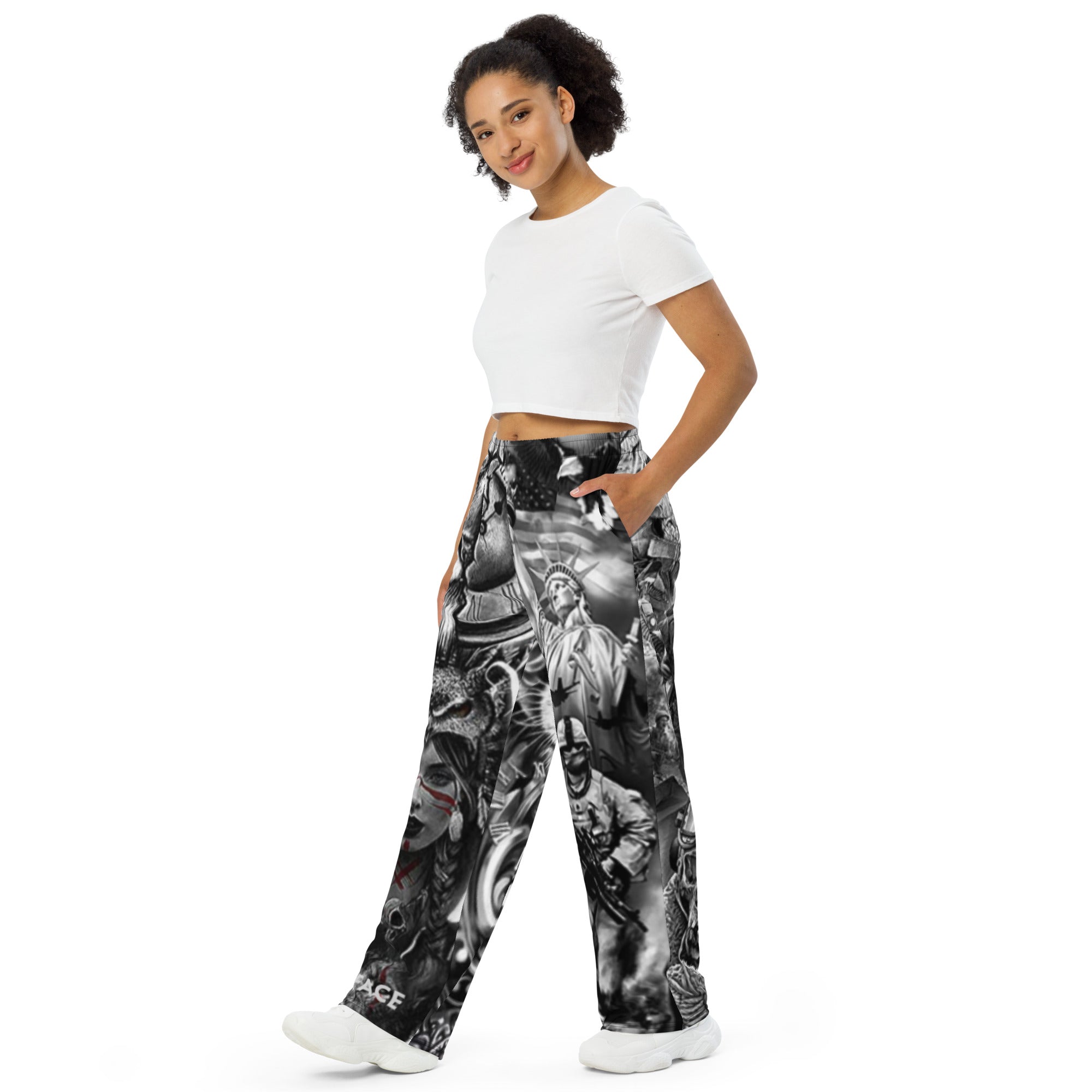 GFACE Unisex wide-leg pants Patriot print