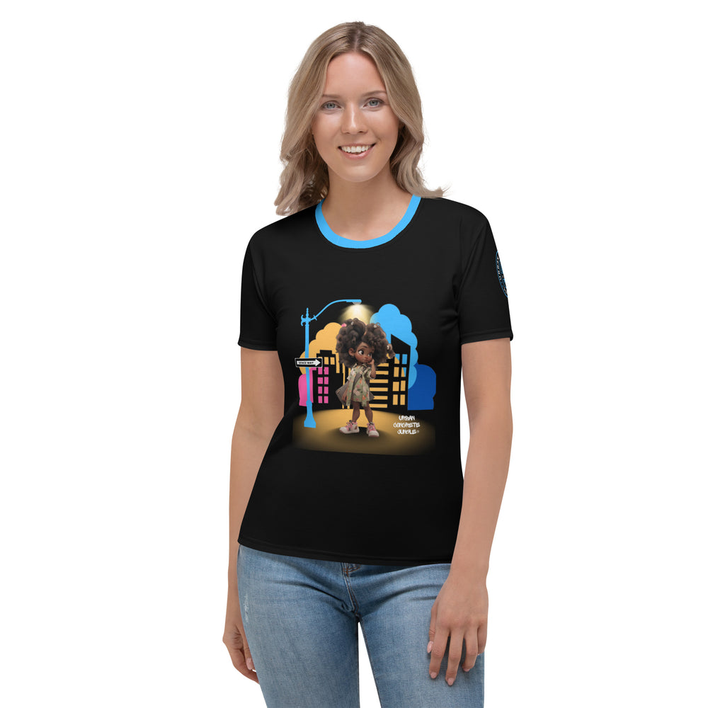 Women's T-shirt GFACE Girl Curly Cute Urban Concrete Jungle