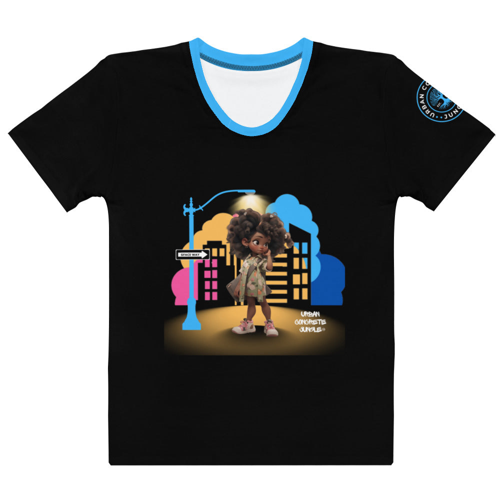 Women's T-shirt GFACE Girl Curly Cute Urban Concrete Jungle