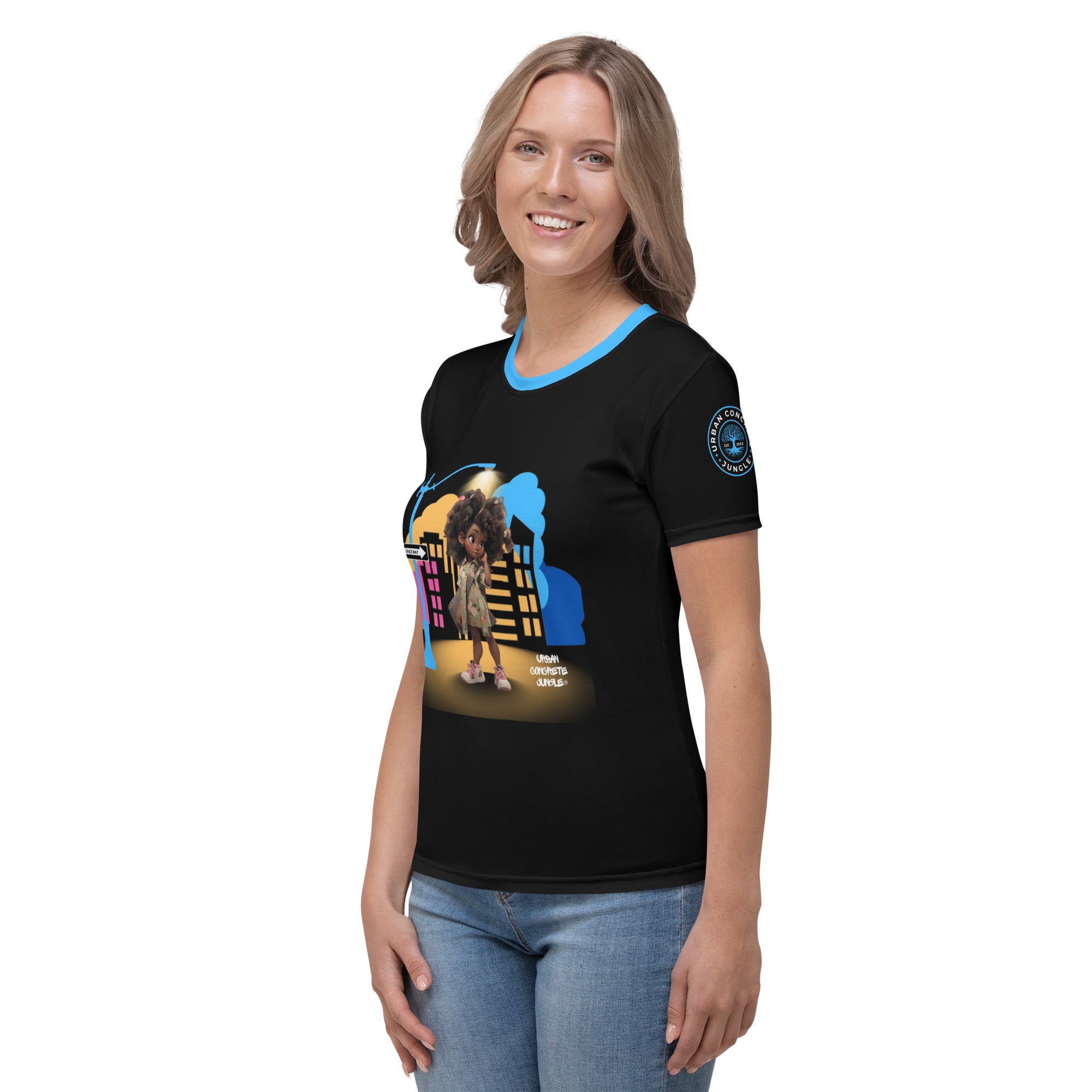 Women's T-shirt GFACE Girl Curly Cute Urban Concrete Jungle