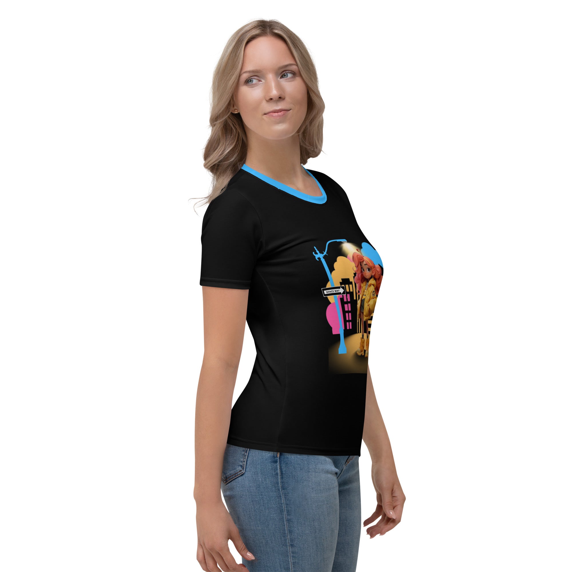 Women's T-shirt GFACE Girl Red Urban Concrete Jungle