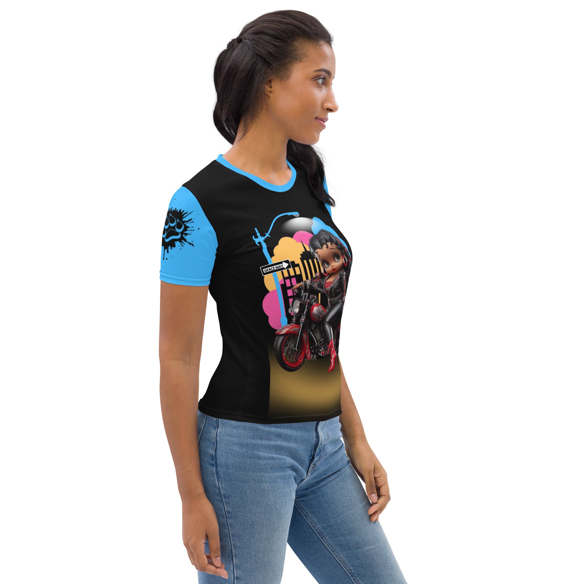 Gface Women's T-shirt Biker Betty BOOP