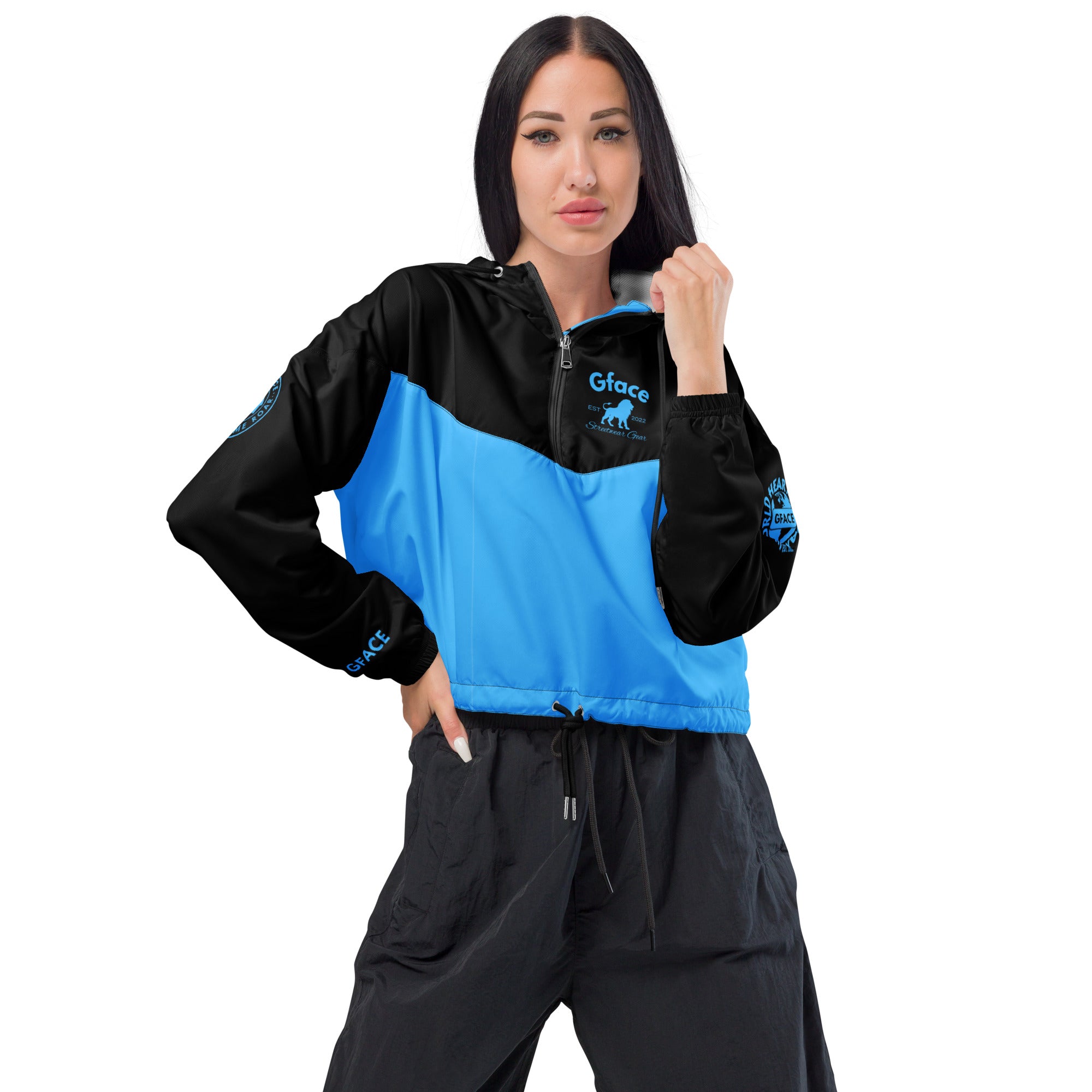 GFACE Blue Women’s Cropped Windbreaker