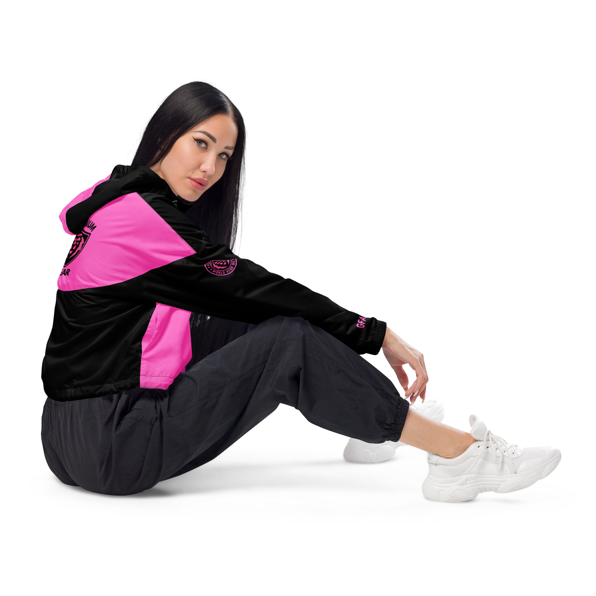 GFACE B/Pink Women’s Cropped Windbreaker