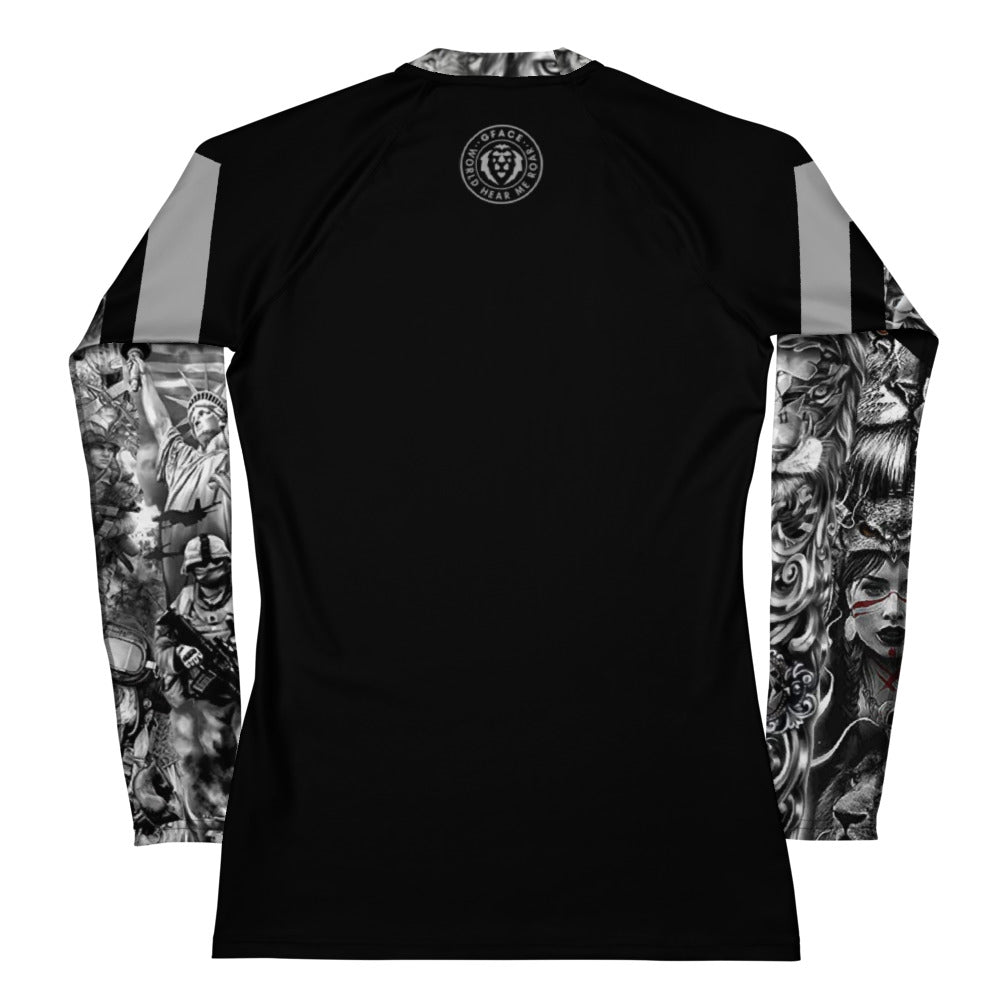 Women's Gface Patriot print Rash Guard