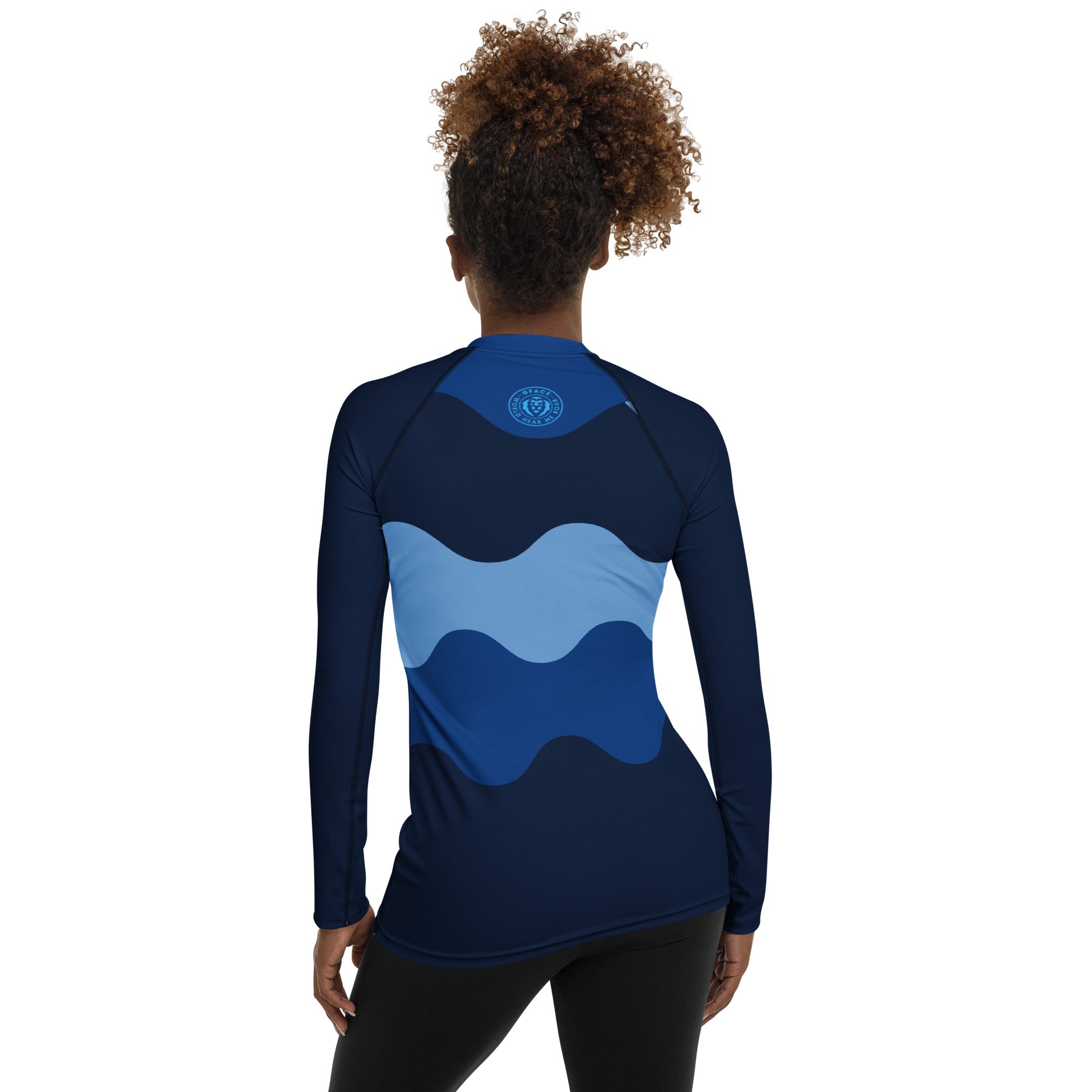 Gface Women's Rash Guard Blue Abstract  World Hear Me Roar