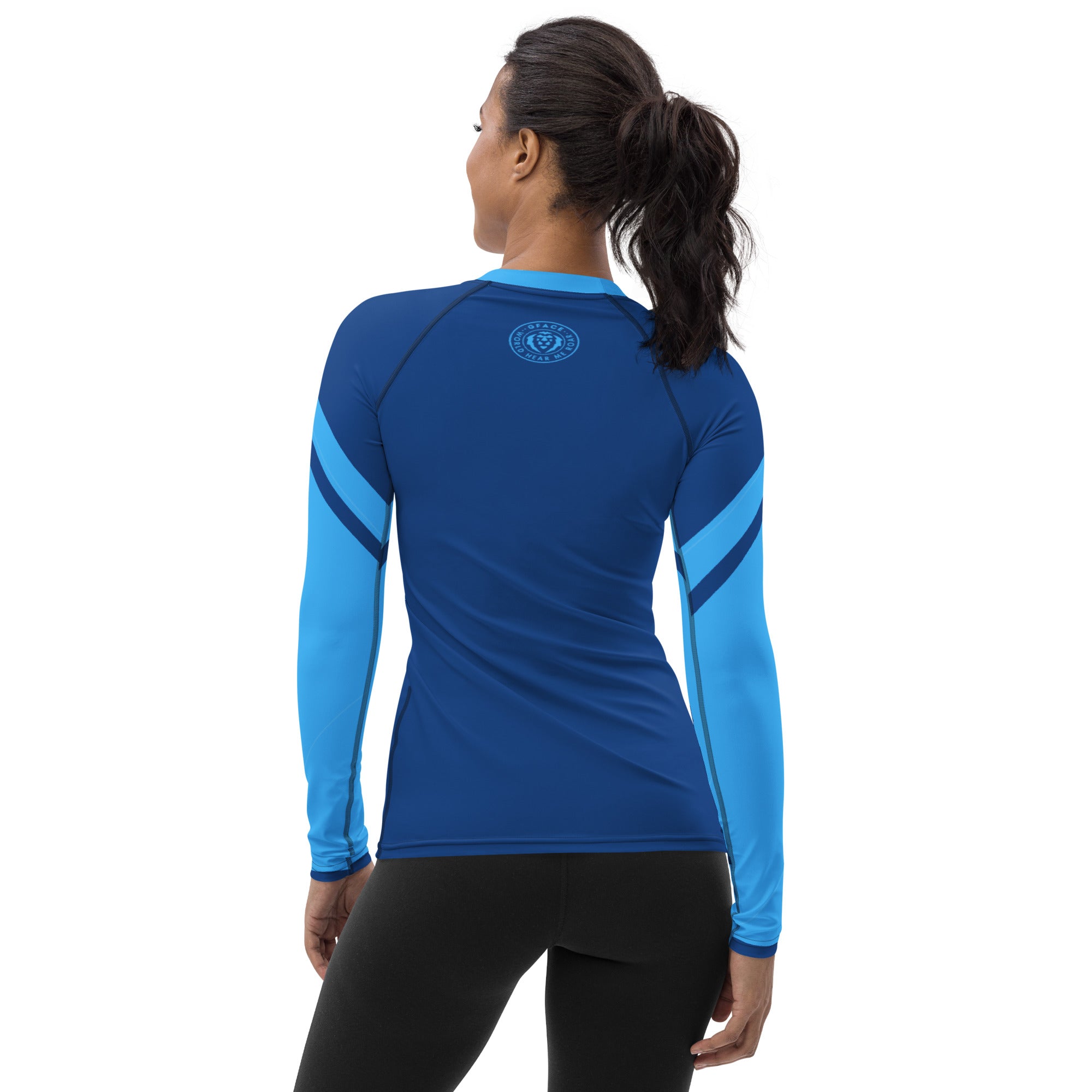 Gface Women's Rash Guard 2-Tone Blue World Hear Me Roar