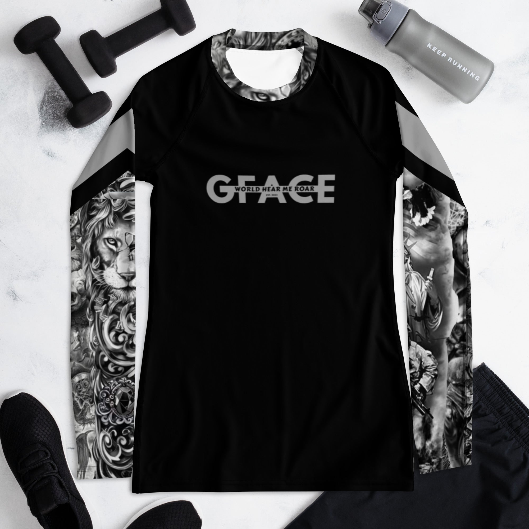 Women's Gface Patriot print Rash Guard