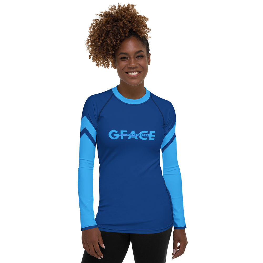 Women's Gface 2-Tone Blue Rash Guard