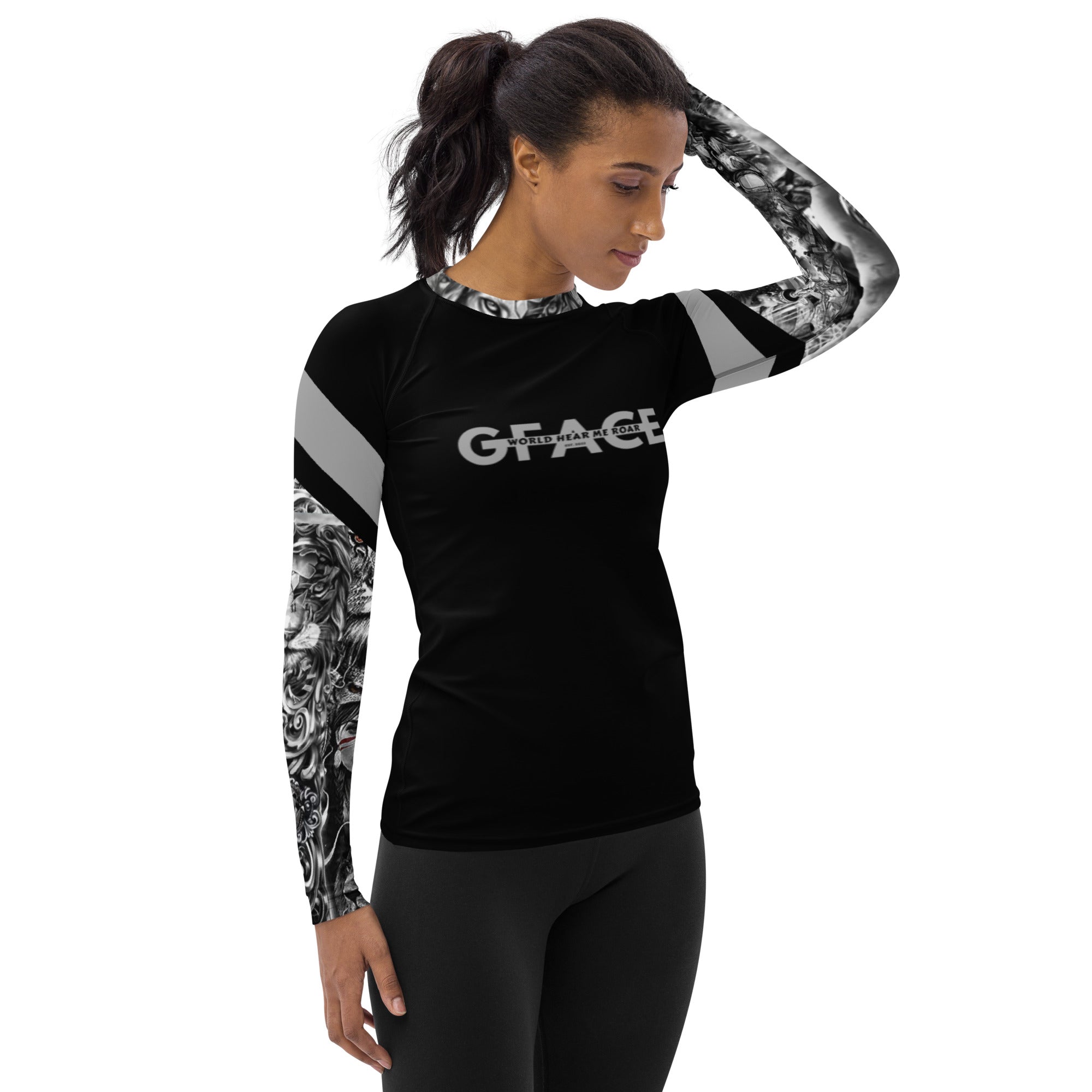 Women's Gface Patriot print Rash Guard