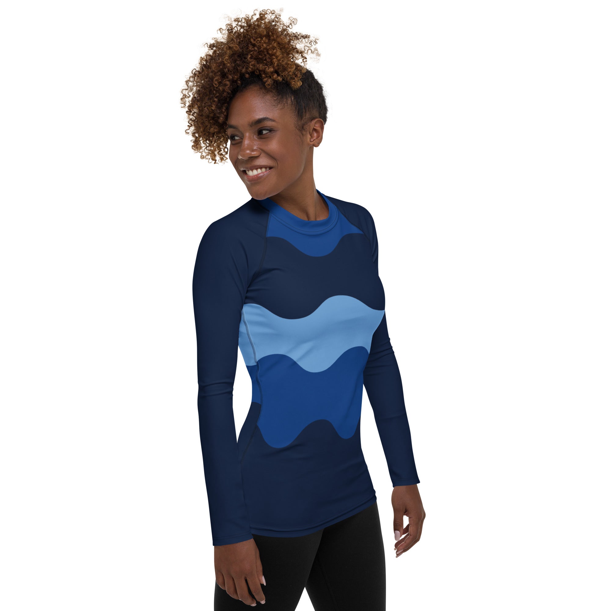 Gface Women's Rash Guard Blue Abstract  World Hear Me Roar