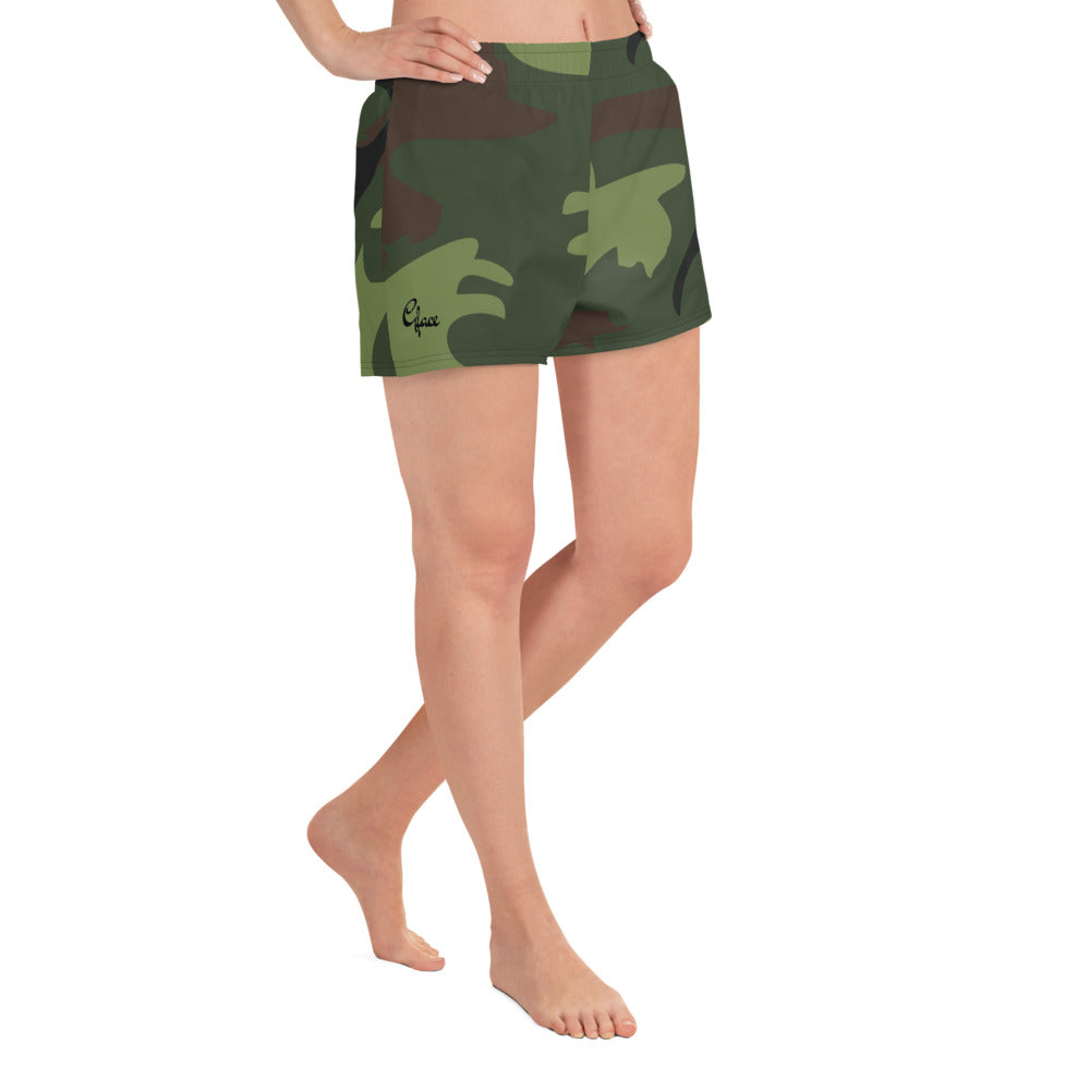 Gface Green Camo-Incognito Women’s Recycled Athletic Shorts