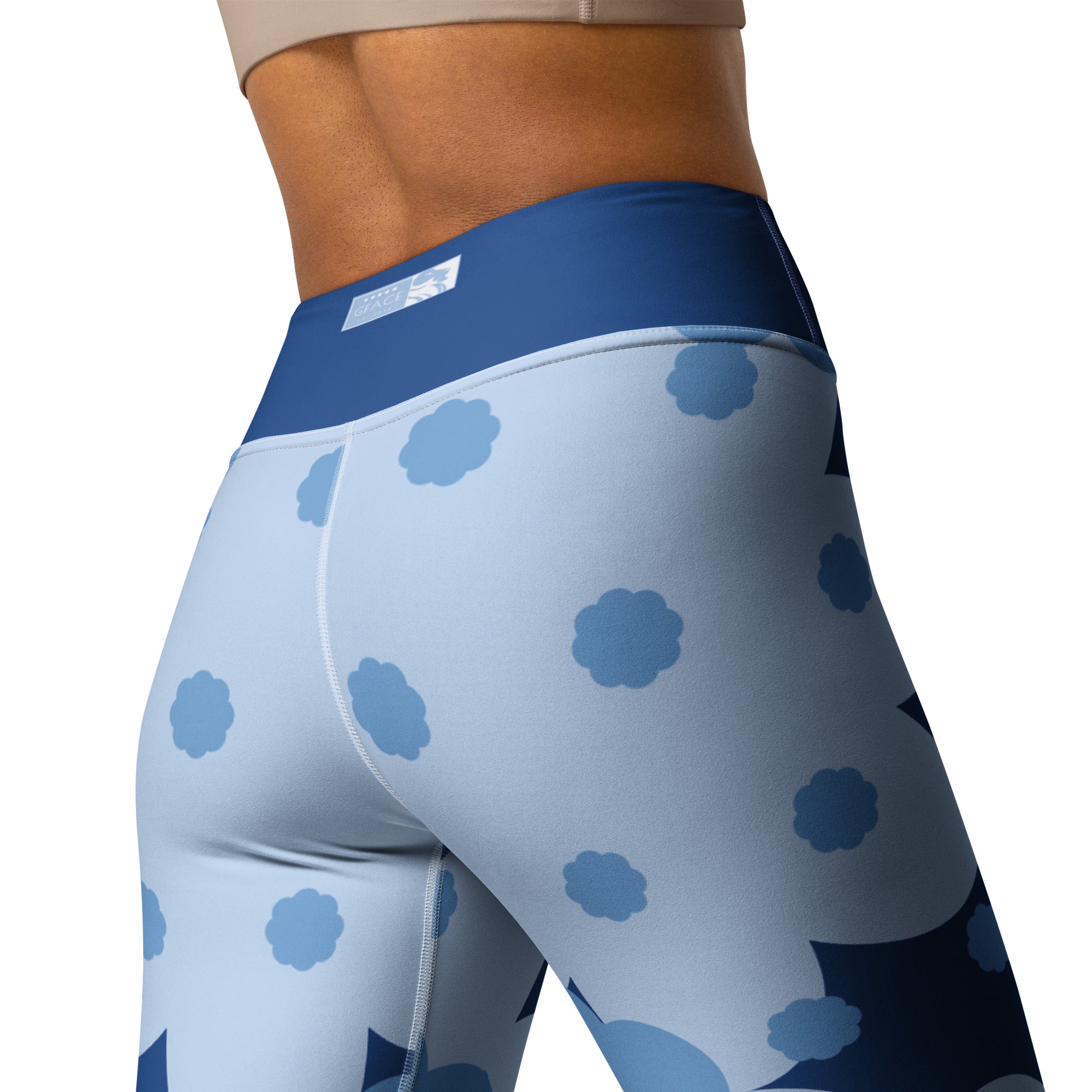 Blue Flower Abstract GFACE Yoga Leggings