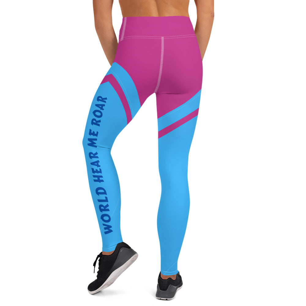 Gface Yoga Leggings Pink/Blue  World Hear Me Roar