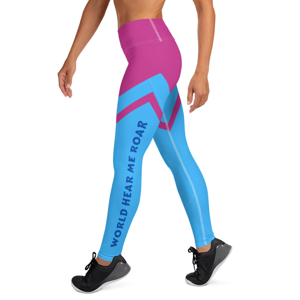 Gface Yoga Leggings Pink/Blue  World Hear Me Roar