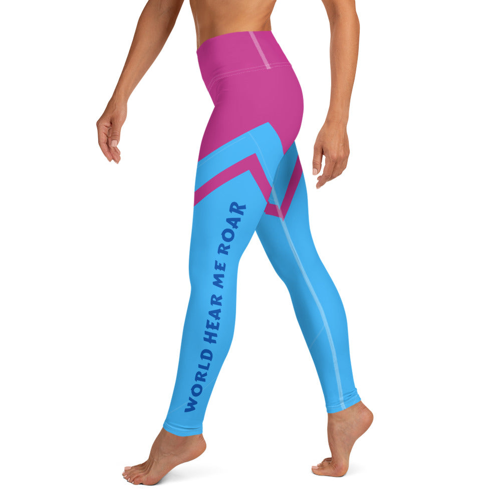 Gface Yoga Leggings Pink/Blue  World Hear Me Roar