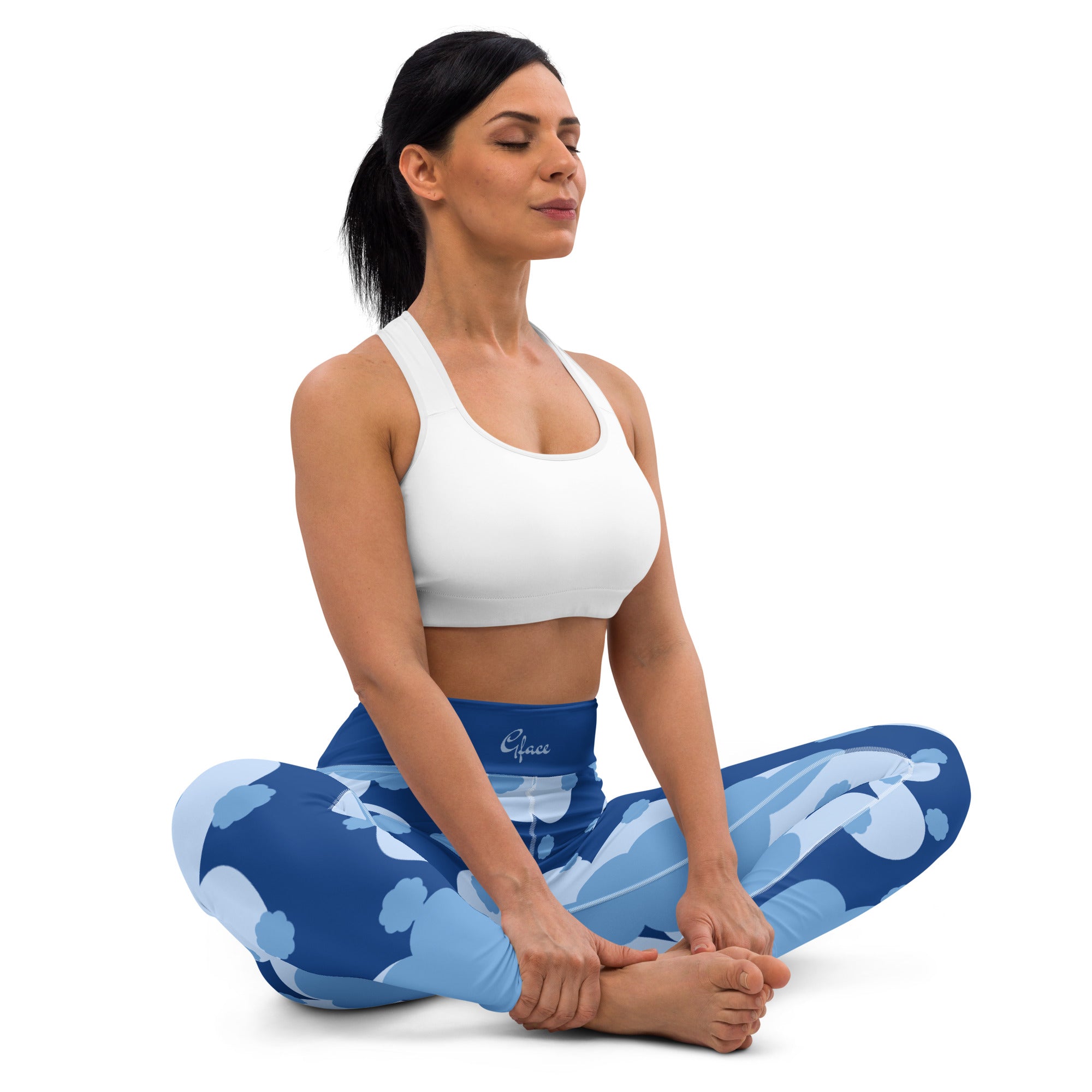 Blue Flower Abstract GFACE Yoga Leggings