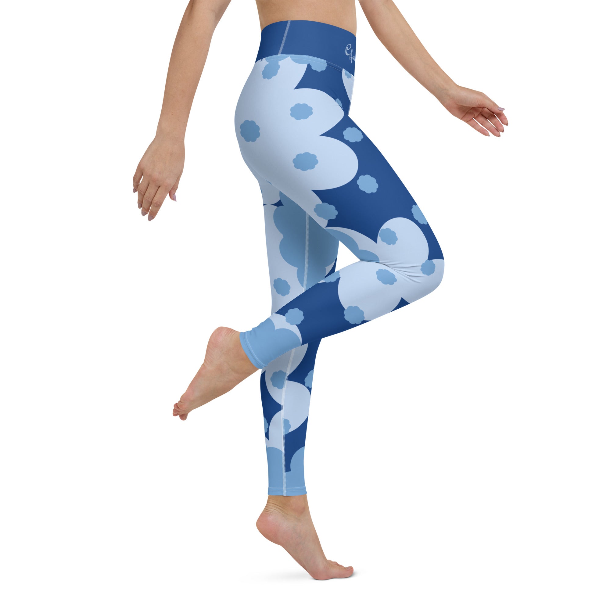 Blue Flower Abstract GFACE Yoga Leggings