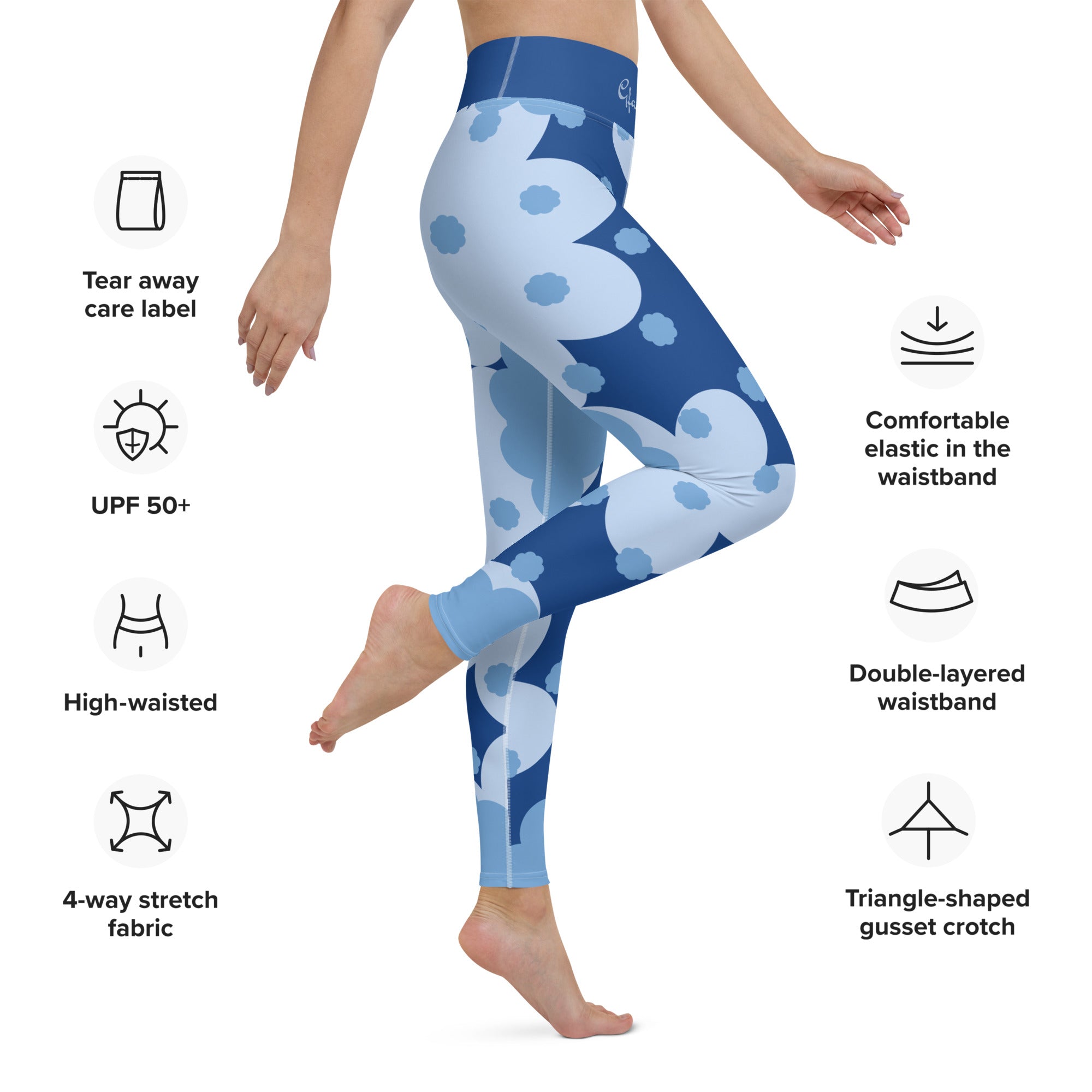 Blue Flower Abstract GFACE Yoga Leggings