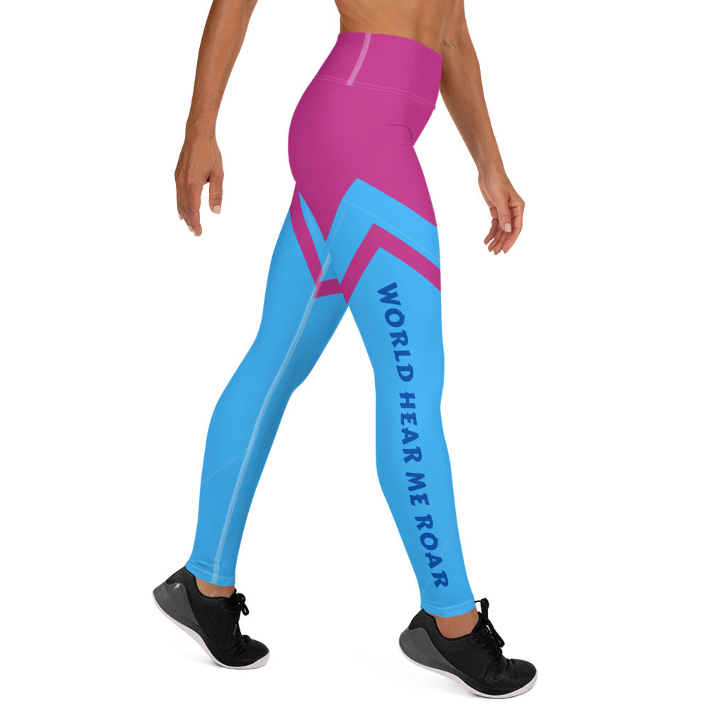 Gface Yoga Leggings Pink/Blue  World Hear Me Roar