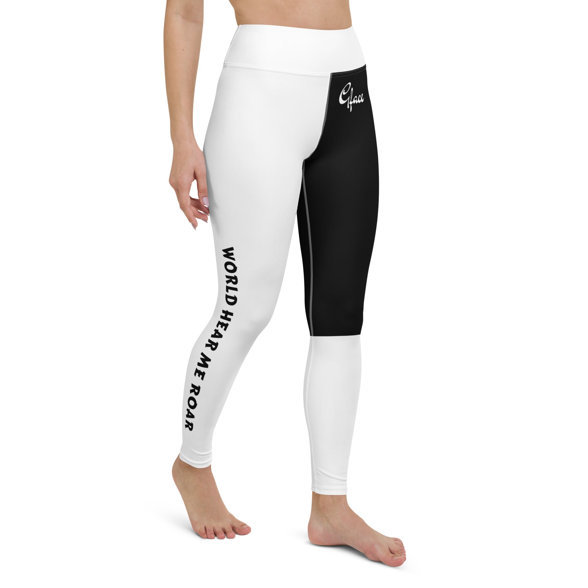 Yoga Leggings (B/W) Gface World Hear Me Roar