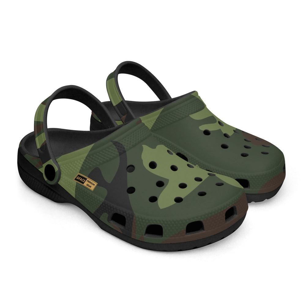 GFACE Unisex Black-base Green Camo-Incognito Clogs