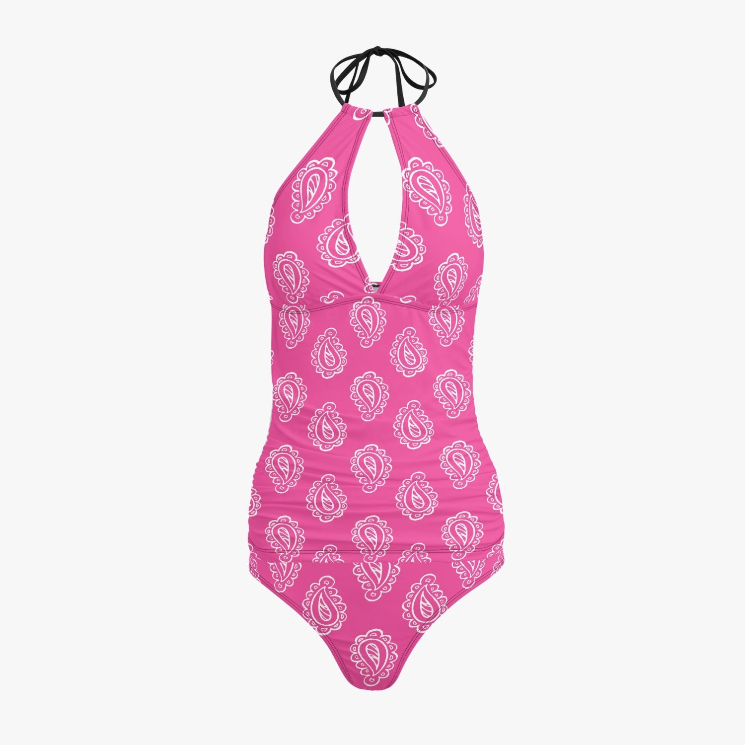 Gface Halter Top Two-Piece Pink Bandana Tankini Swimsuit