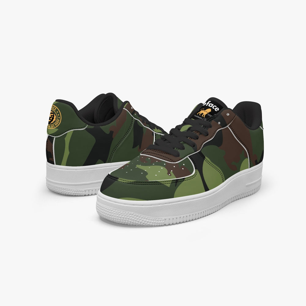 Gface AF1 UNISEX Green Camo-Incognito  Leather Sports Sneakers