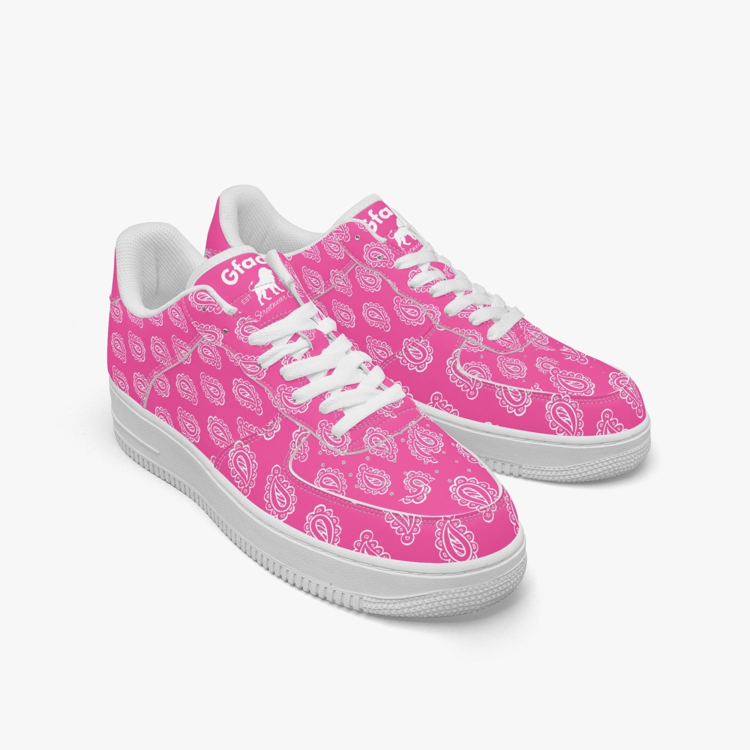 Gface AF1 Pink Bandana Low-Top Leather Sneakers