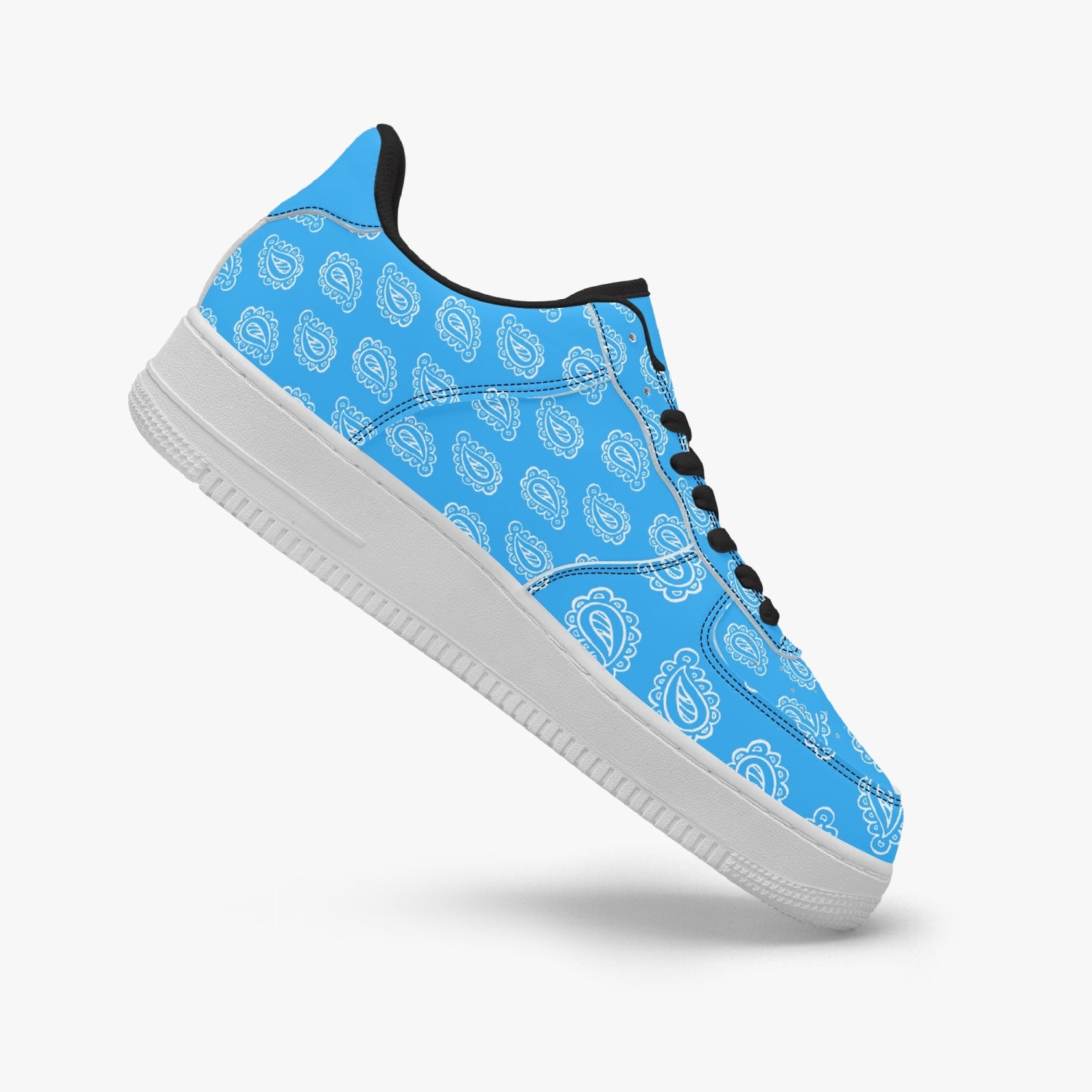 Gface AF1 Unisex Blue Bandana Low-Top Leather Sneakers