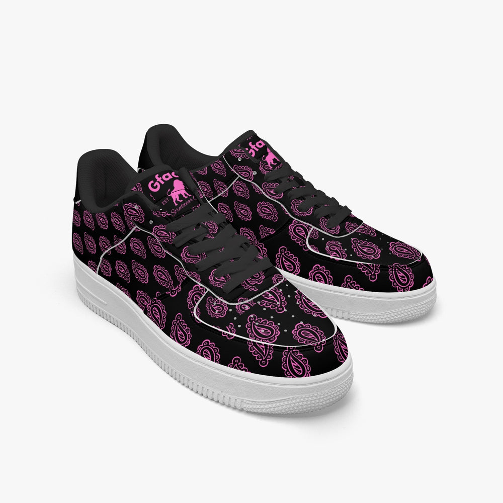 GFACE  AF1 Pink Print Bandana Low-Top Leather Sports Sneakers