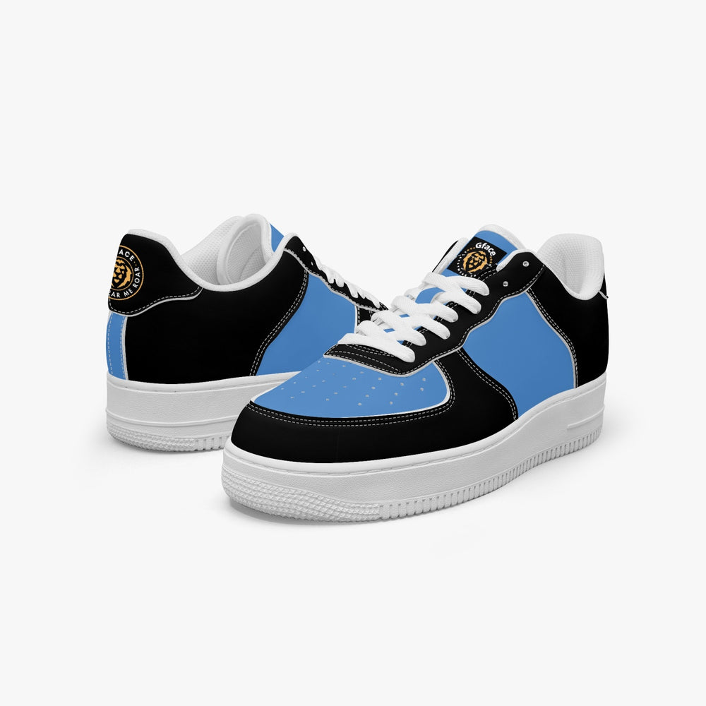 GFACE AF1 Unisex BLUE//BLACK Low-Top Leather Sports Sneakers