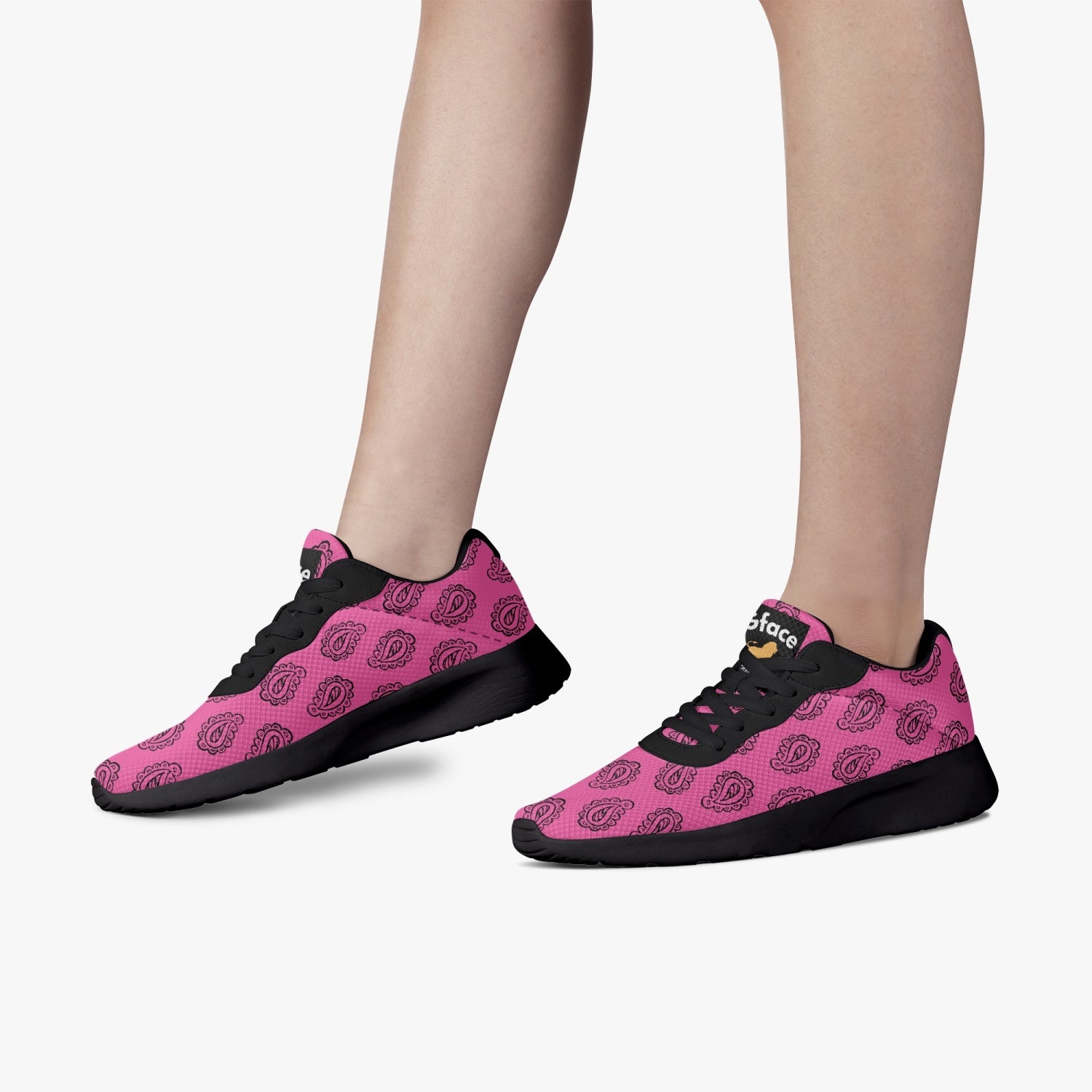 Gface Pink Bandana Unisex Lifestyle Mesh Running Shoes - Black