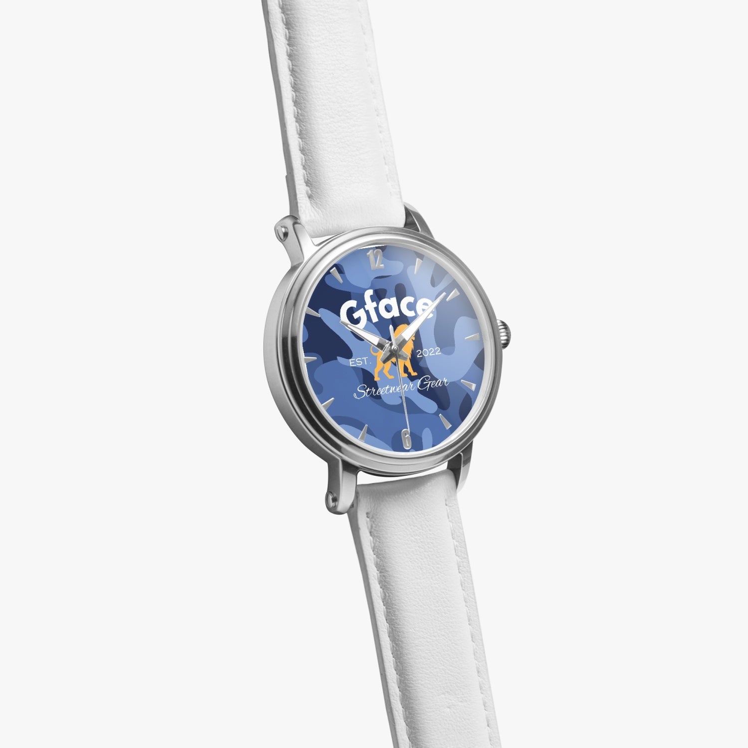 Gface Unisex Blue Camo-Incognito 46mm Automatic Watch (Silver) no batteries required