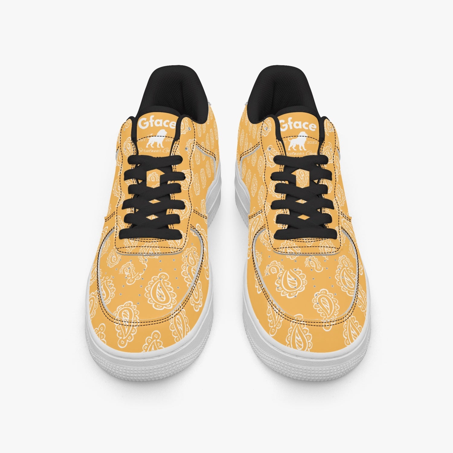 Gface AF1 Gold Bandana Low-Top Leather Sneakers