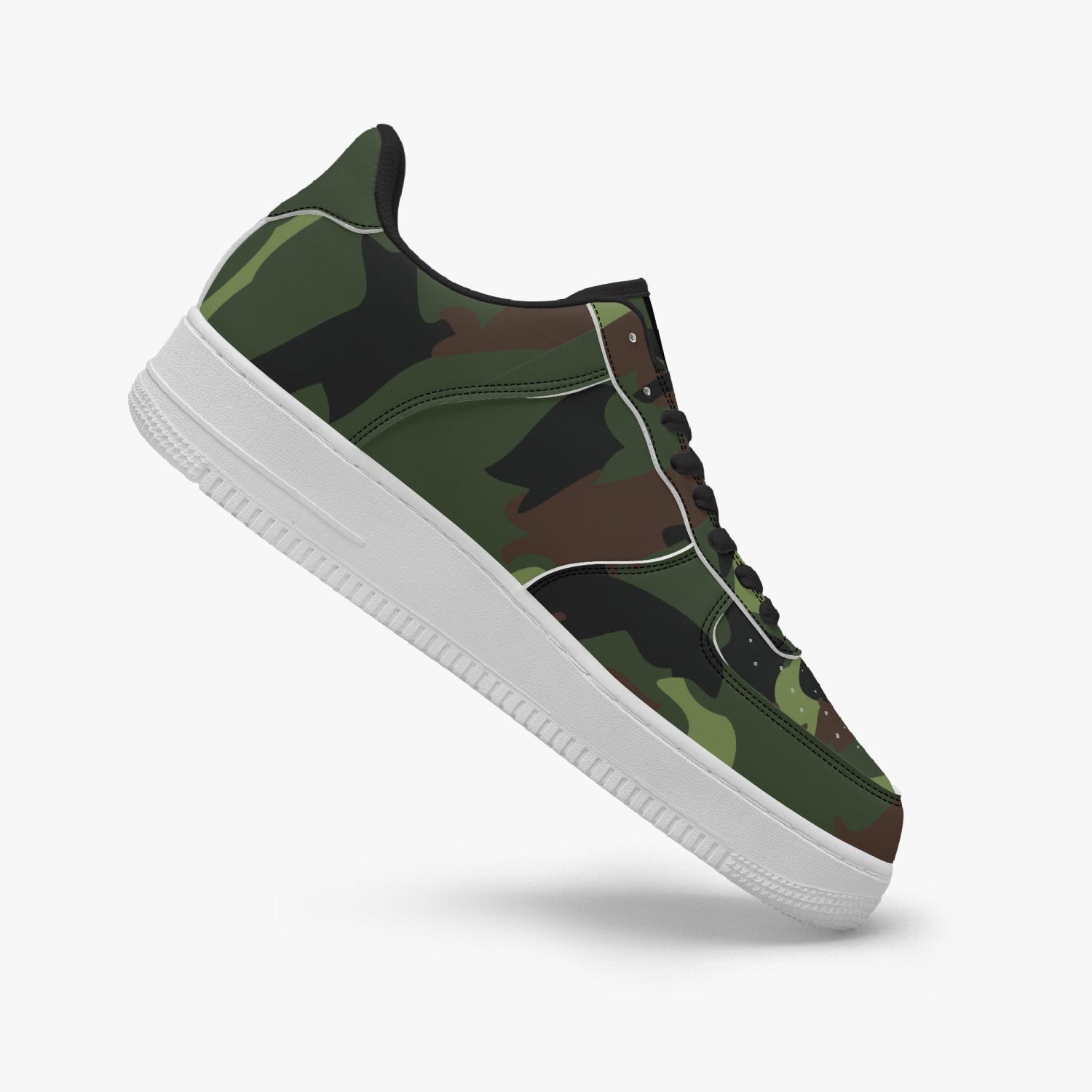 Gface AF1 UNISEX Green Camo-Incognito  Leather Sports Sneakers