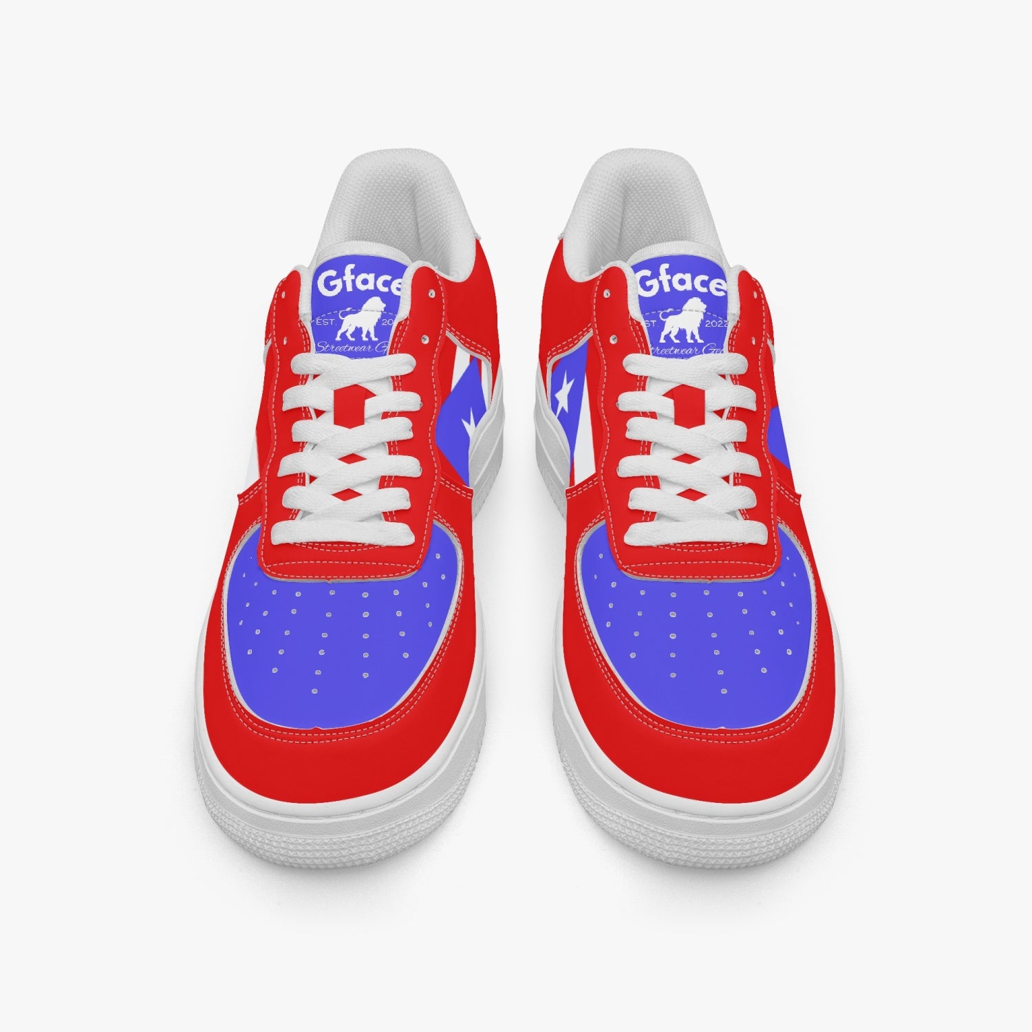 Gface PRIDE PUERTO RICO Unisex Red AF1 Leather Sports Sneakers