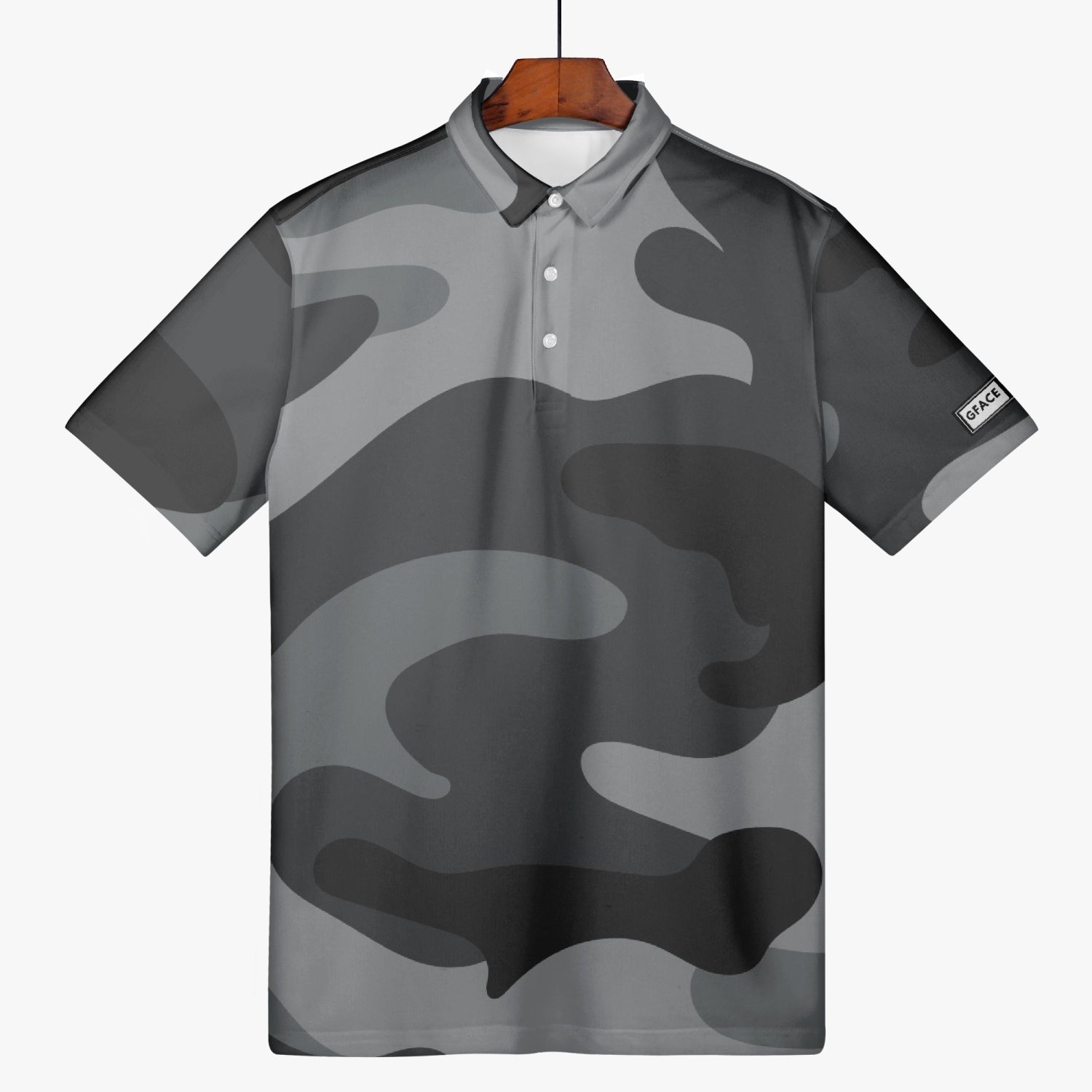 Gface Men's Black Camo-Incognito Polo Shirt