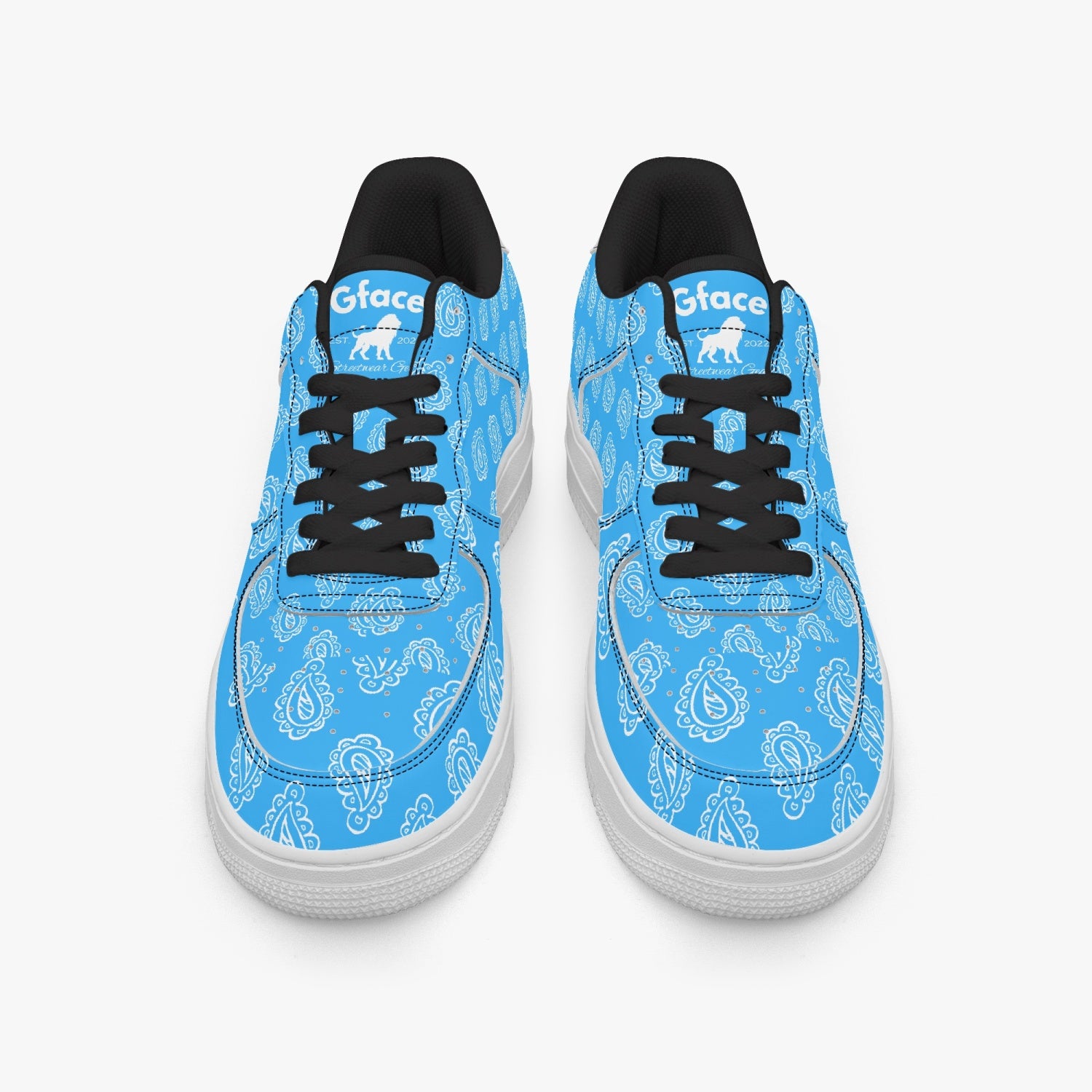 Gface AF1 Unisex Blue Bandana Low-Top Leather Sneakers