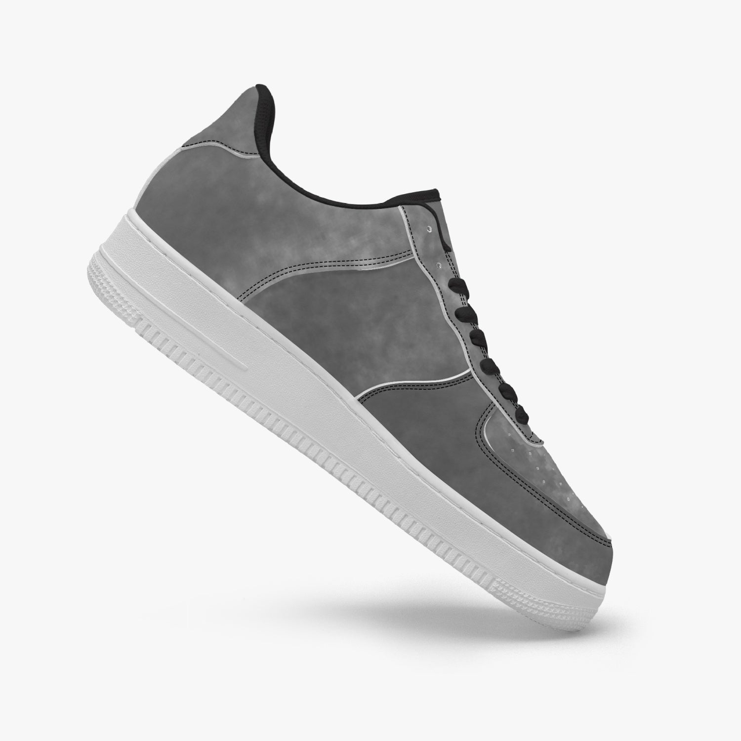 Gface AF1 Unisex Grey Stone Wash  Low-Top Leather Sports Sneakers