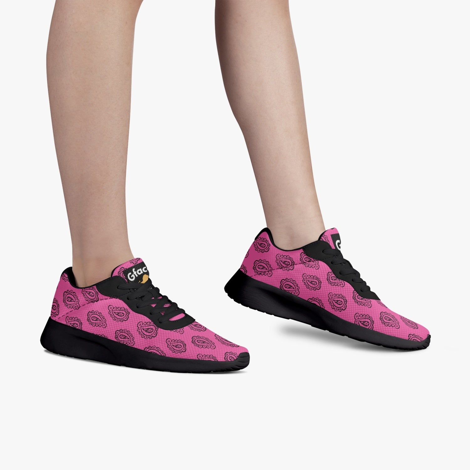 Gface Pink Bandana Unisex Lifestyle Mesh Running Shoes - Black