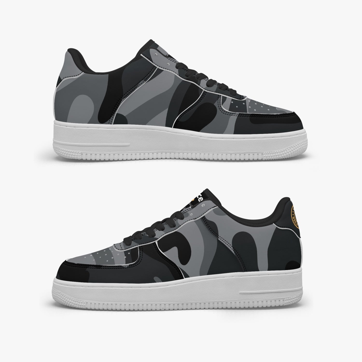 Gface AF1 Unisex Black Camo-Incognito Leather Sports Sneakers